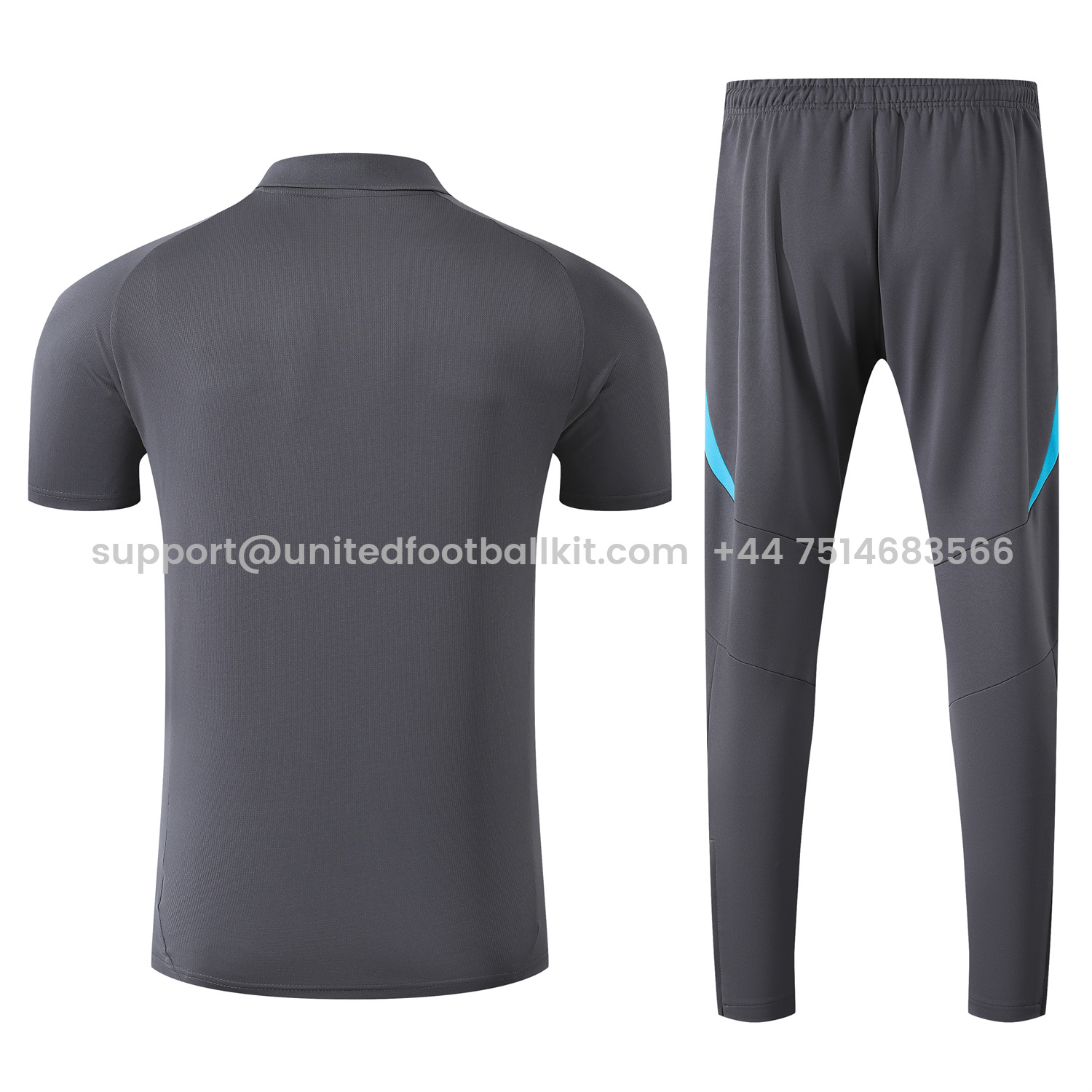 Unitedfootballkit.com | Argentina 25-26 POLO Short-Sleeve Training Set - Grey Top and Pants with Blue Stripes -Customize Name, Number and Patch | Worldwide Shipping