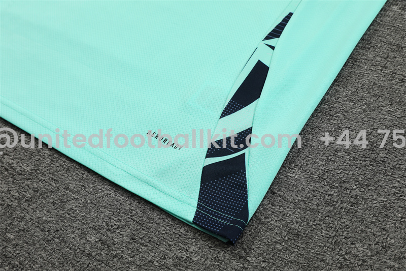 Unitedfootballkit.com | Real Madrid 24-25 Short-Sleeve Training Kids Kit - Lake Blue -Customize Name, Number and Patch | Worldwide Shipping