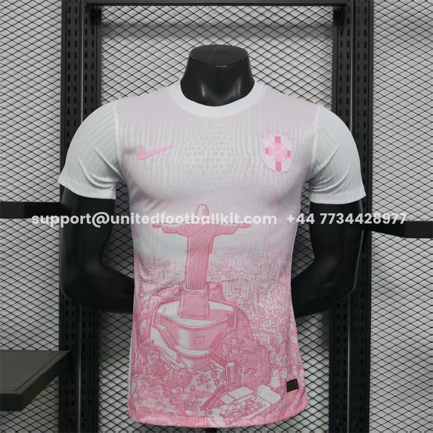 Unitedfootballkit.com | Brazil 25-26 Pink White Jesus Statue Special Jersey - Player Version -Customize Name, Number and Patch | Worldwide Shipping