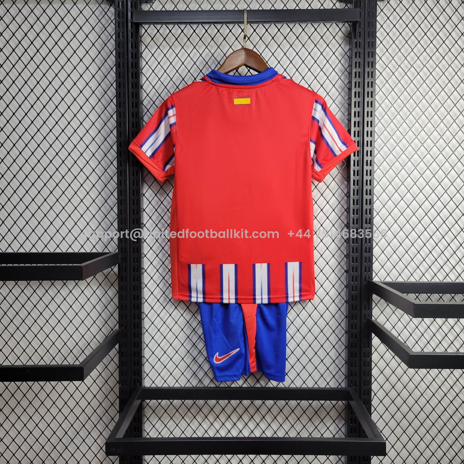 Unitedfootballkit.com | Atletico Madrid 24-25 Home Kids Kit -Customize Name, Number and Patch | Worldwide Shipping