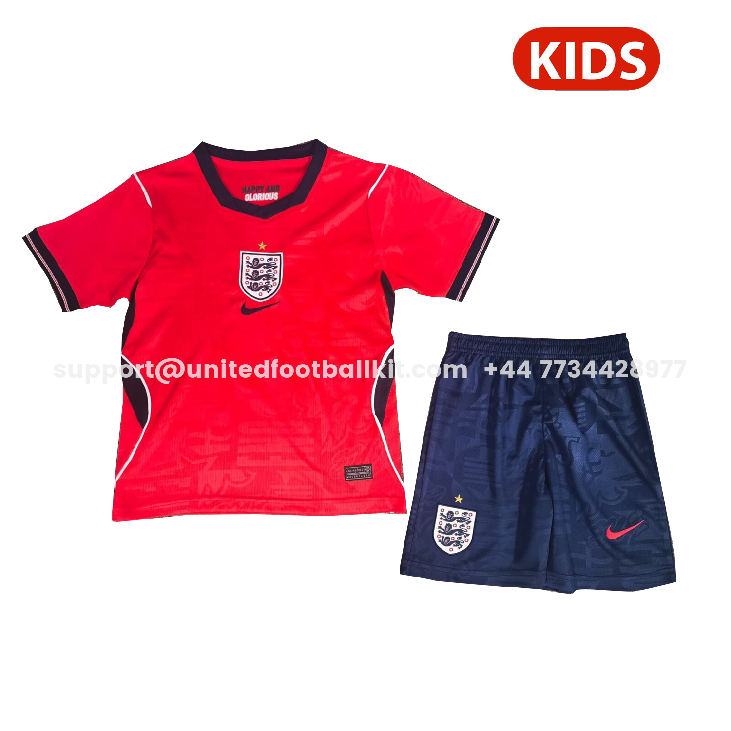 Unitedfootballkit.com | England 2026 Away Kids Kit -Customize Name, Number and Patch | Worldwide Shipping