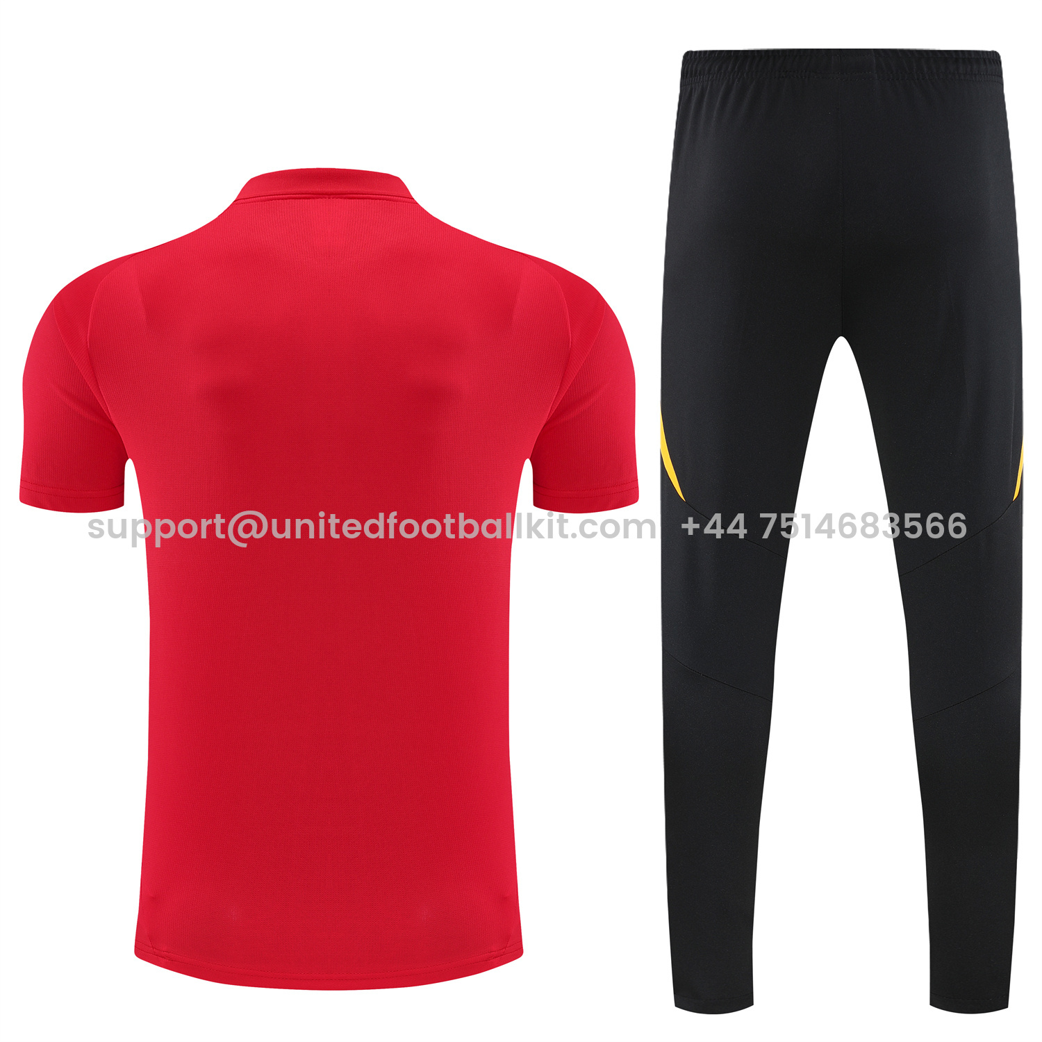 Unitedfootballkit.com | Bayern Munich 25-26 POLO Short-Sleeve Training Set - Red Top and Black Pants -Customize Name, Number and Patch | Worldwide Shipping
