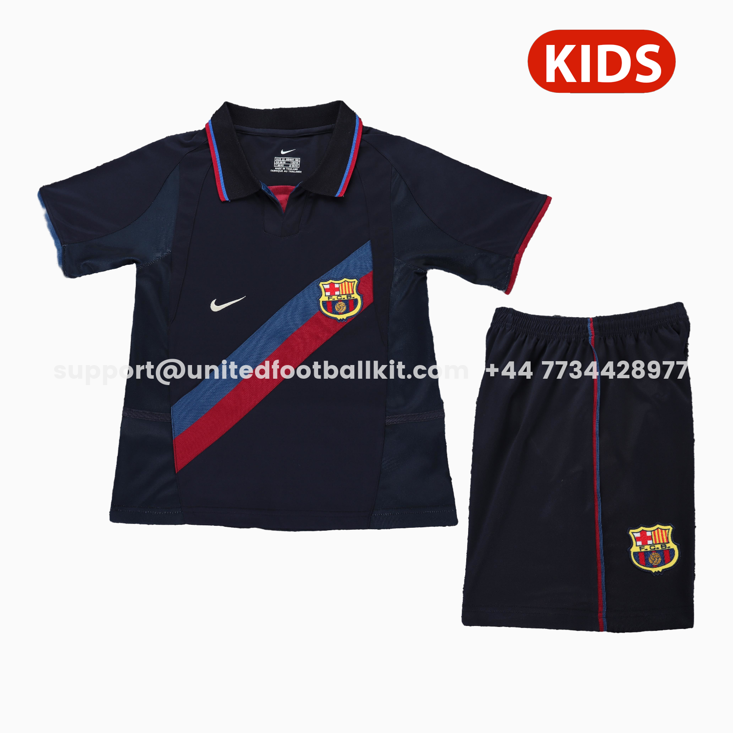 Unitedfootballkit.com | Retro Barcelona 2002-03 Third Kids Kit -Customize Name, Number and Patch | Worldwide Shipping