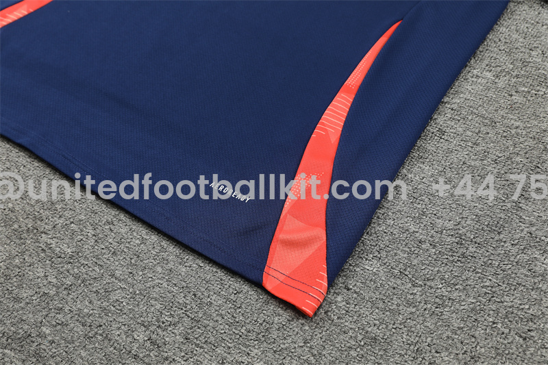 Unitedfootballkit.com | Manchester United 24-25 Short-Sleeve Training Set - Deep Blue -Customize Name, Number and Patch | Worldwide Shipping