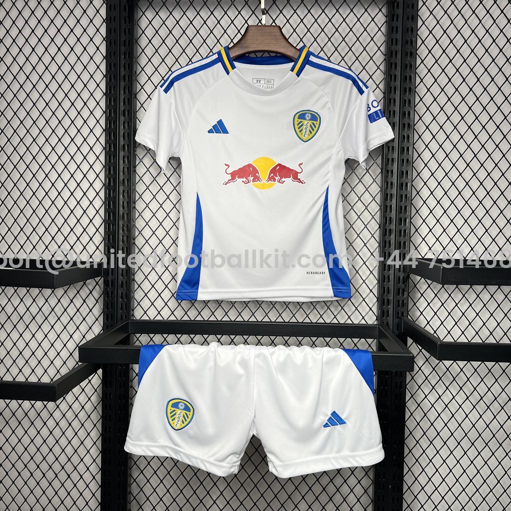 Unitedfootballkit.com | Leeds United 24-25 Home Stadium Kids Kit -Customize Name, Number and Patch | Worldwide Shipping