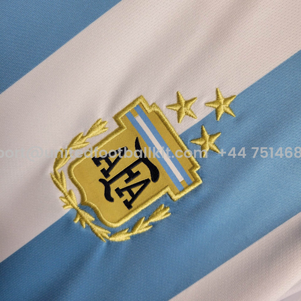 Unitedfootballkit.com | Argentina 3 Stars 22-23 Home Long Sleeve Jersey - Fans Version -Customize Name, Number and Patch | Worldwide Shipping