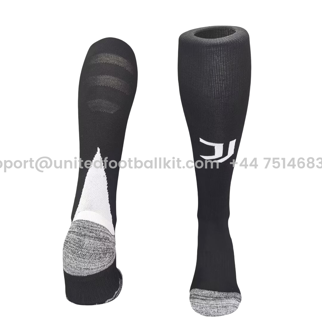 Unitedfootballkit.com | Juventus 24-25 Home Socks - Black -Customize Name, Number and Patch | Worldwide Shipping