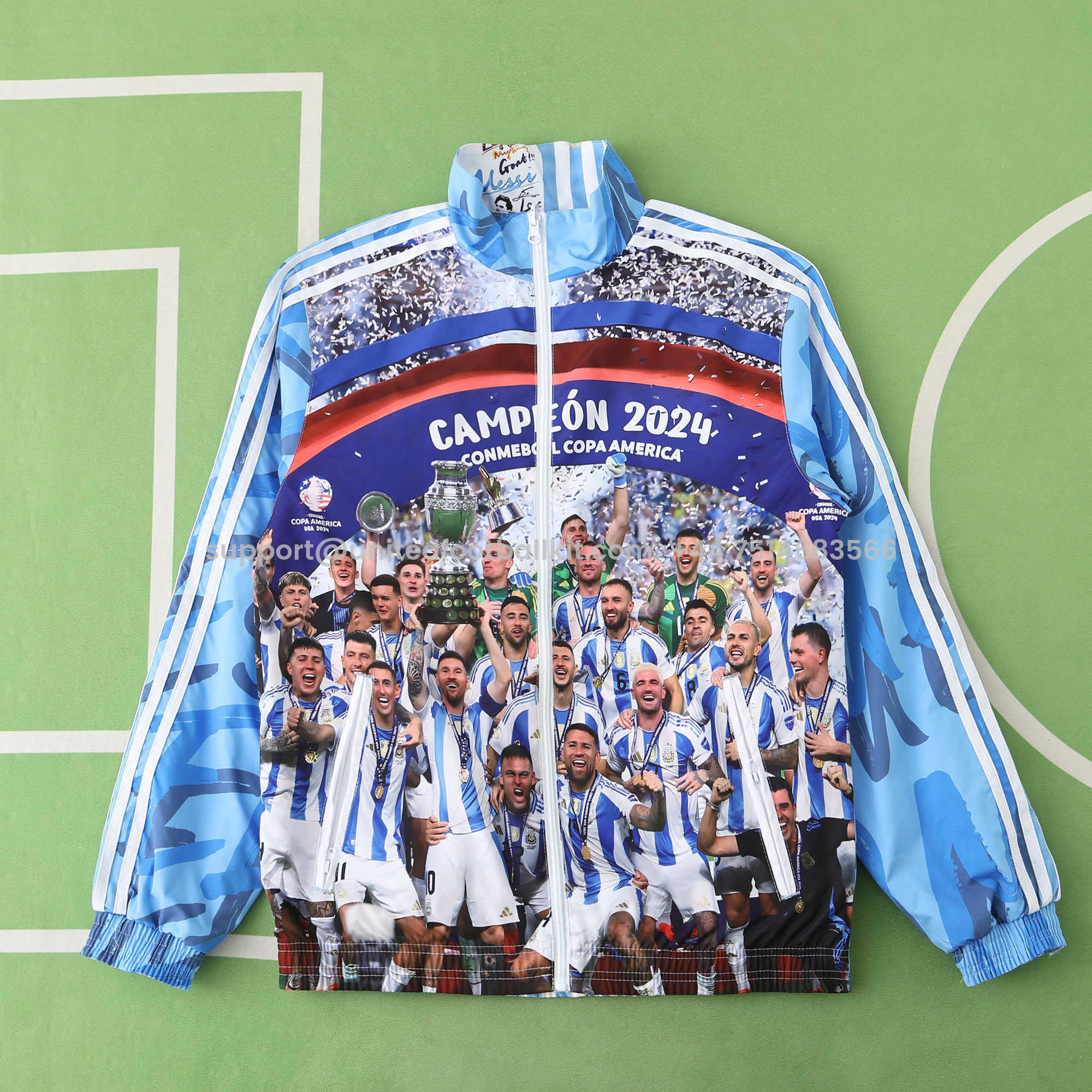 Unitedfootballkit.com | Argentina 24-25 Blue Double Sided Reversible Windbreaker - 2024 Copa America Championship -Customize Name, Number and Patch | Worldwide Shipping