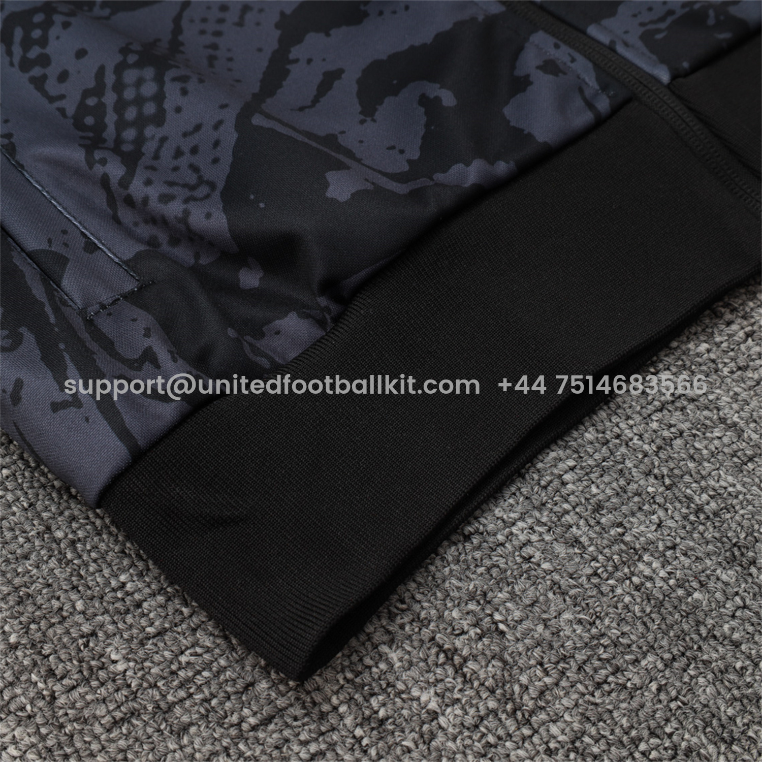 Unitedfootballkit.com | Corinthians 25-26 Jacket Training Tracksuit - Black and Gray Pattern Jackets & Black Pants -Customize Name, Number and Patch | Worldwide Shipping