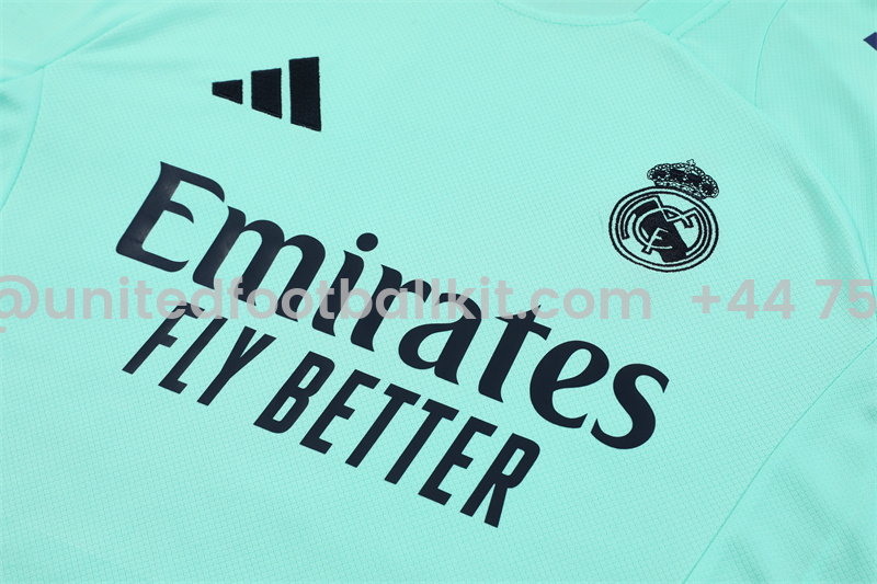 Unitedfootballkit.com | Real Madrid 24-25 Short-Sleeve Training Set - Light Green -Customize Name, Number and Patch | Worldwide Shipping