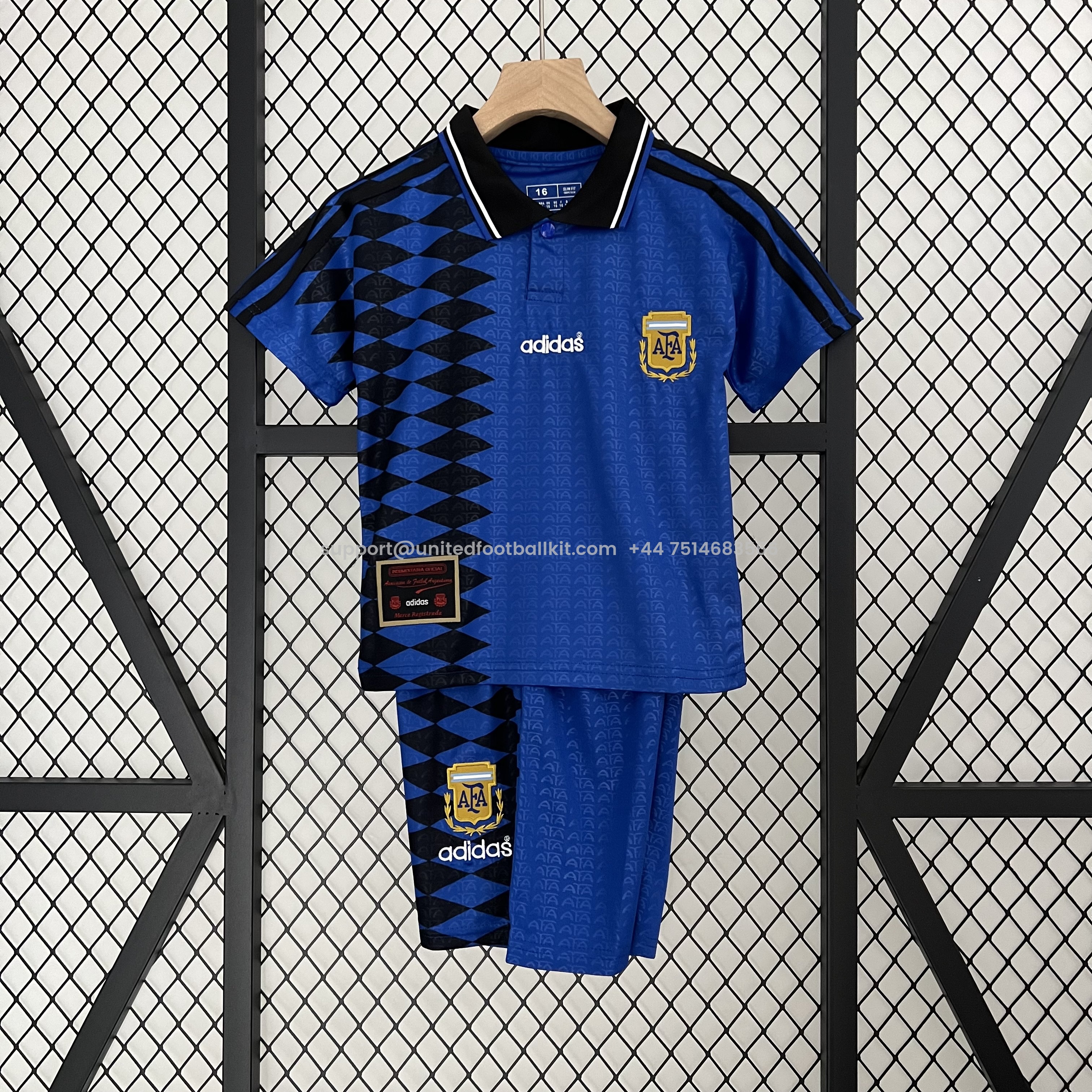 Unitedfootballkit.com | Retro Argentina 1994 Away Stadium Kids Kit -Customize Name, Number and Patch | Worldwide Shipping