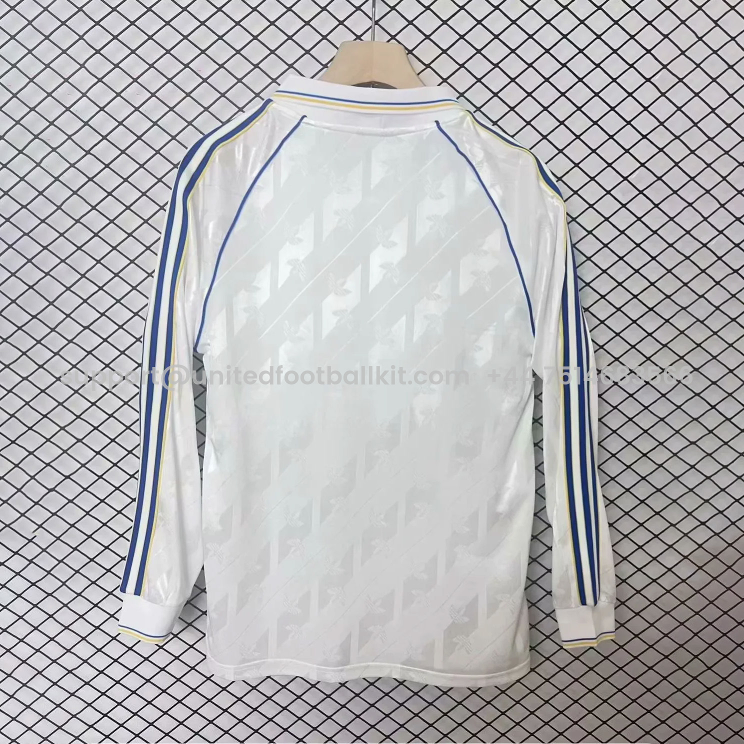 Unitedfootballkit.com | Leeds United 24-25 Spezial Collection White Long Sleeve Polo Shirts -Customize Name, Number and Patch | Worldwide Shipping