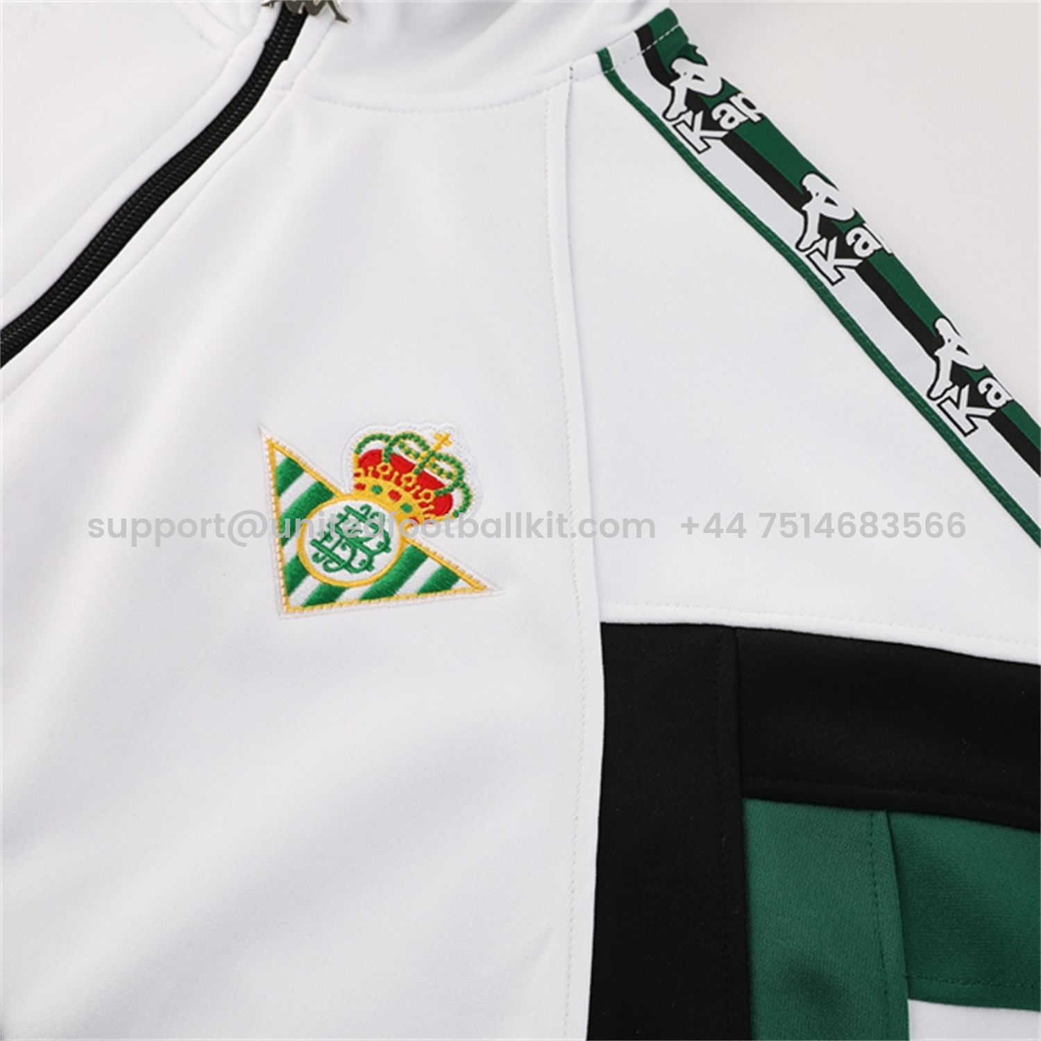 Unitedfootballkit.com | Real Betis 25-26 Jacket Training Tracksuit - Green White Black Throwback Jackets & Black Pants -Customize Name, Number and Patch | Worldwide Shipping