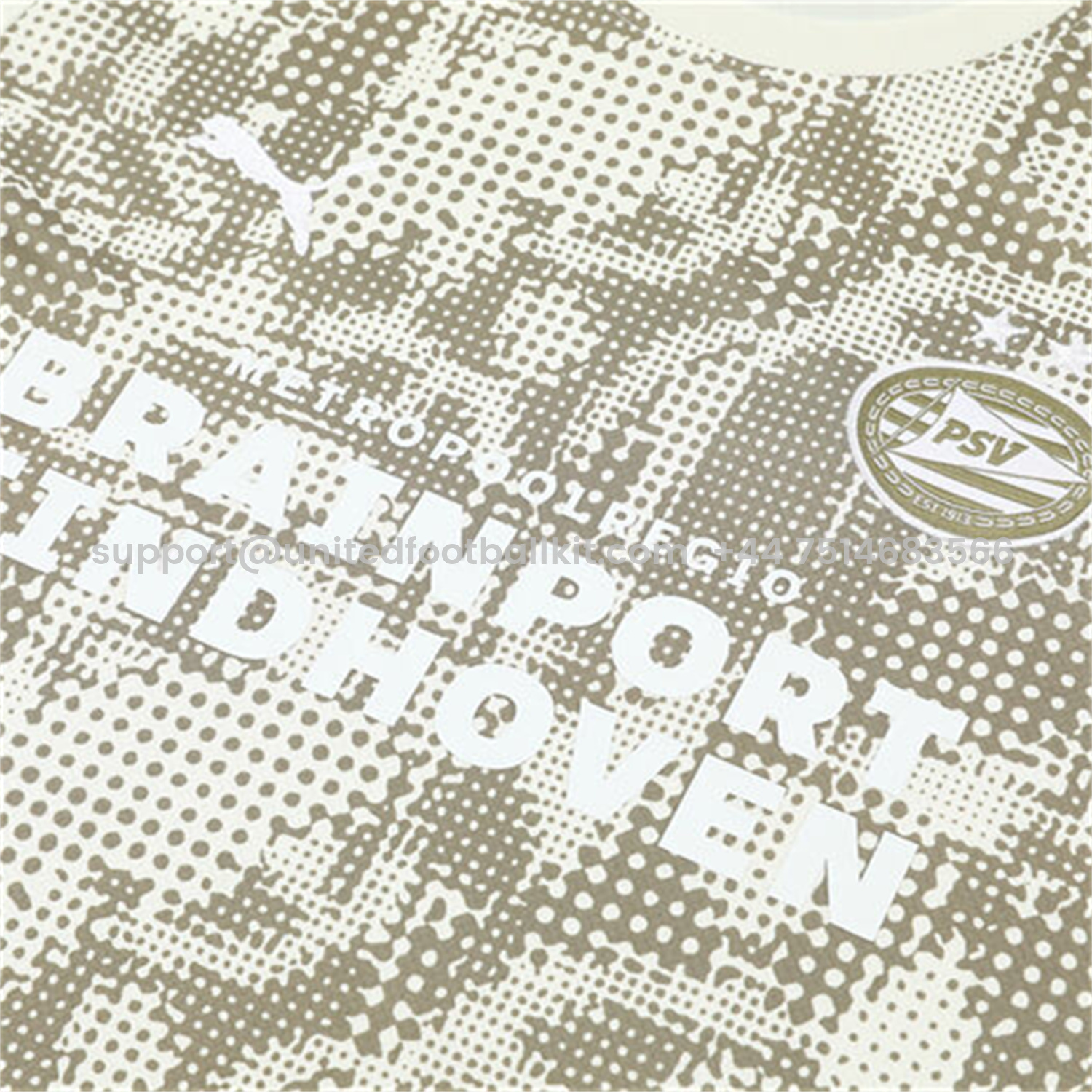 Unitedfootballkit.com | PSV Eindhoven 25-26 Kids Short-Sleeve Training Set - Khaki Top & Black Shorts -Customize Name, Number and Patch | Worldwide Shipping