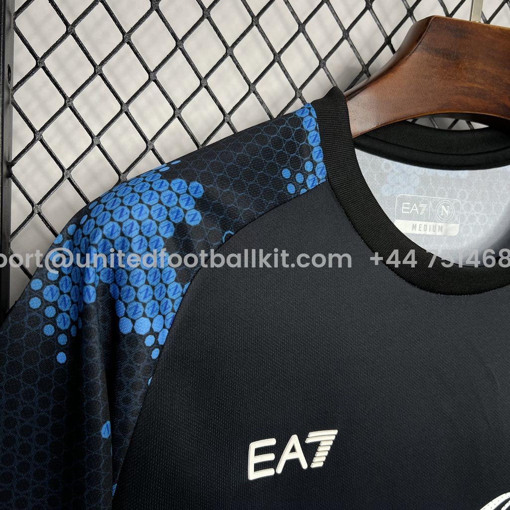Unitedfootballkit.com | Napoli 24-25 Black Blue Training Jersey - Fans Version -Customize Name, Number and Patch | Worldwide Shipping
