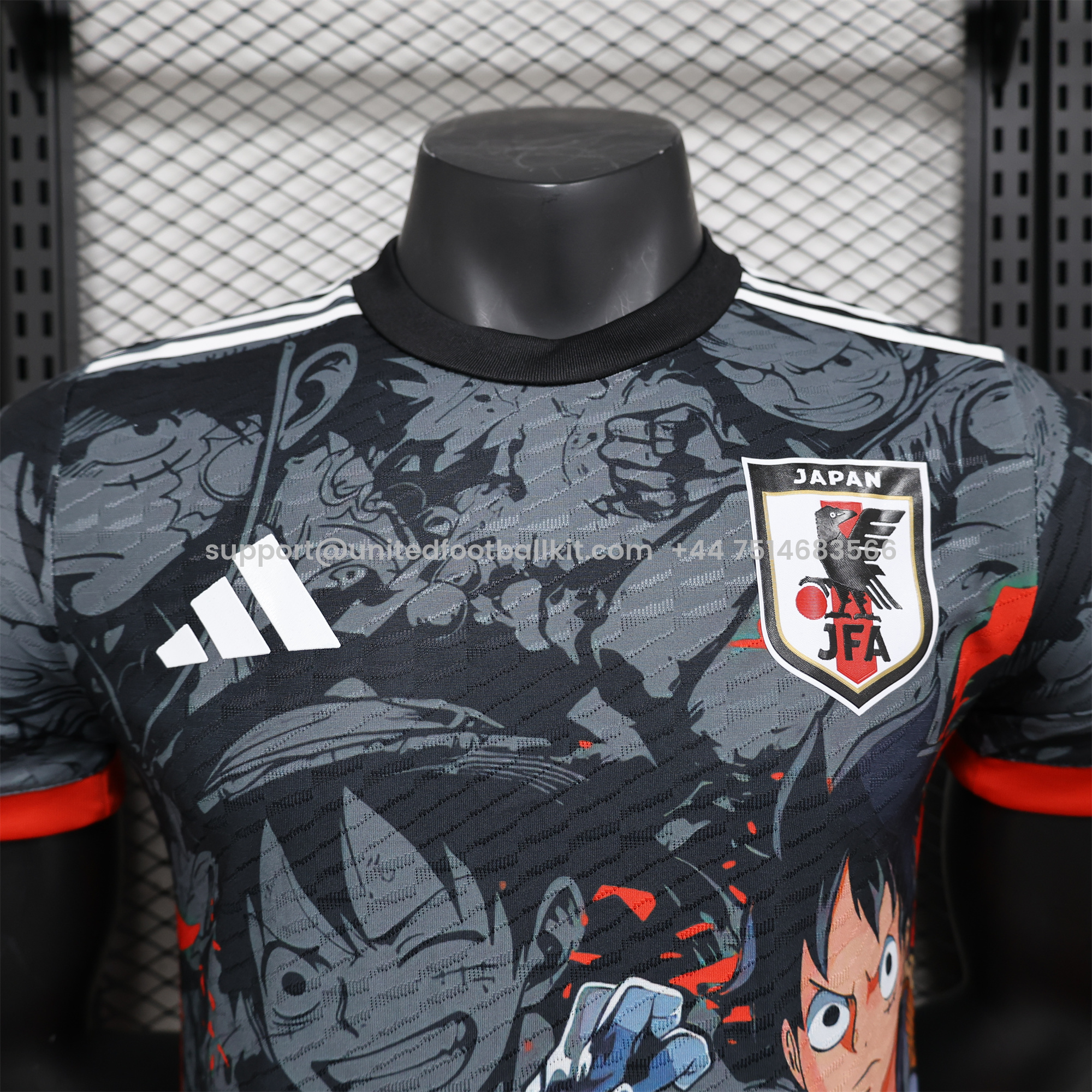 Unitedfootballkit.com | Japan 2024 ONE PIECE Luffy Special Edition Black Jersey - Player Version -Customize Name, Number and Patch | Worldwide Shipping