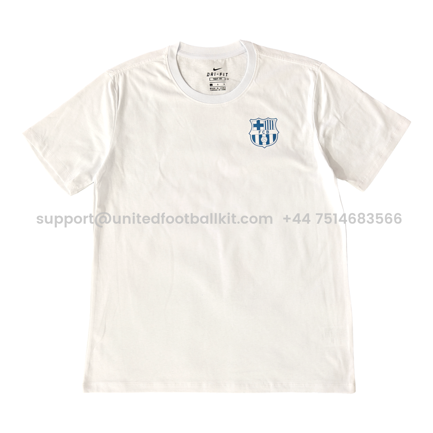 Unitedfootballkit.com | Barcelona Fun Crest Design Dynamic And Modern Features T-shirt【White】 -Customize Name, Number and Patch | Worldwide Shipping