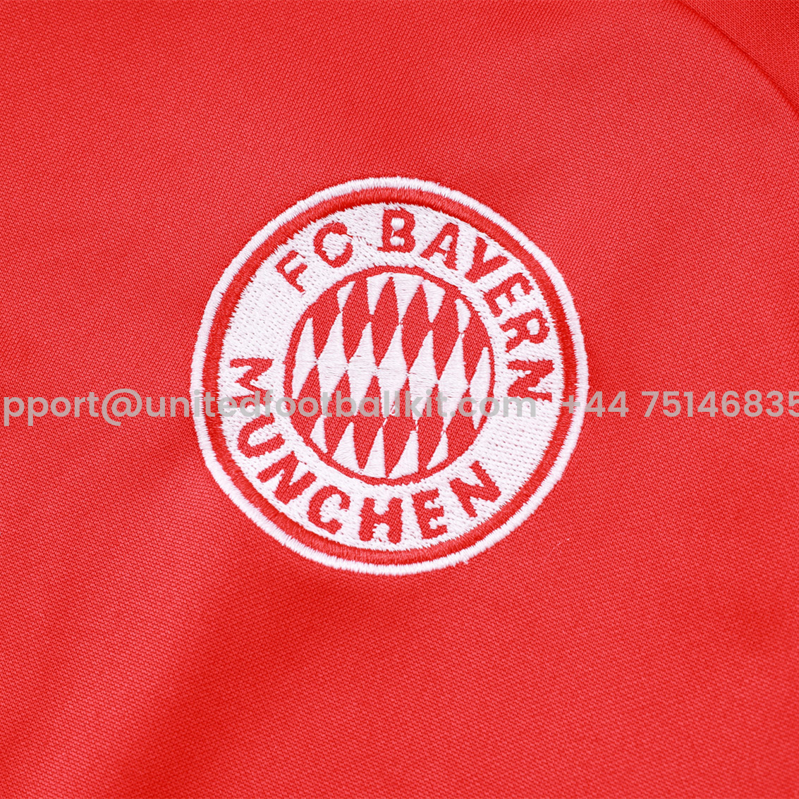 Unitedfootballkit.com | Bayern Munich 24-25 Long Sleeve Training Set with Big Logo - Red -Customize Name, Number and Patch | Worldwide Shipping