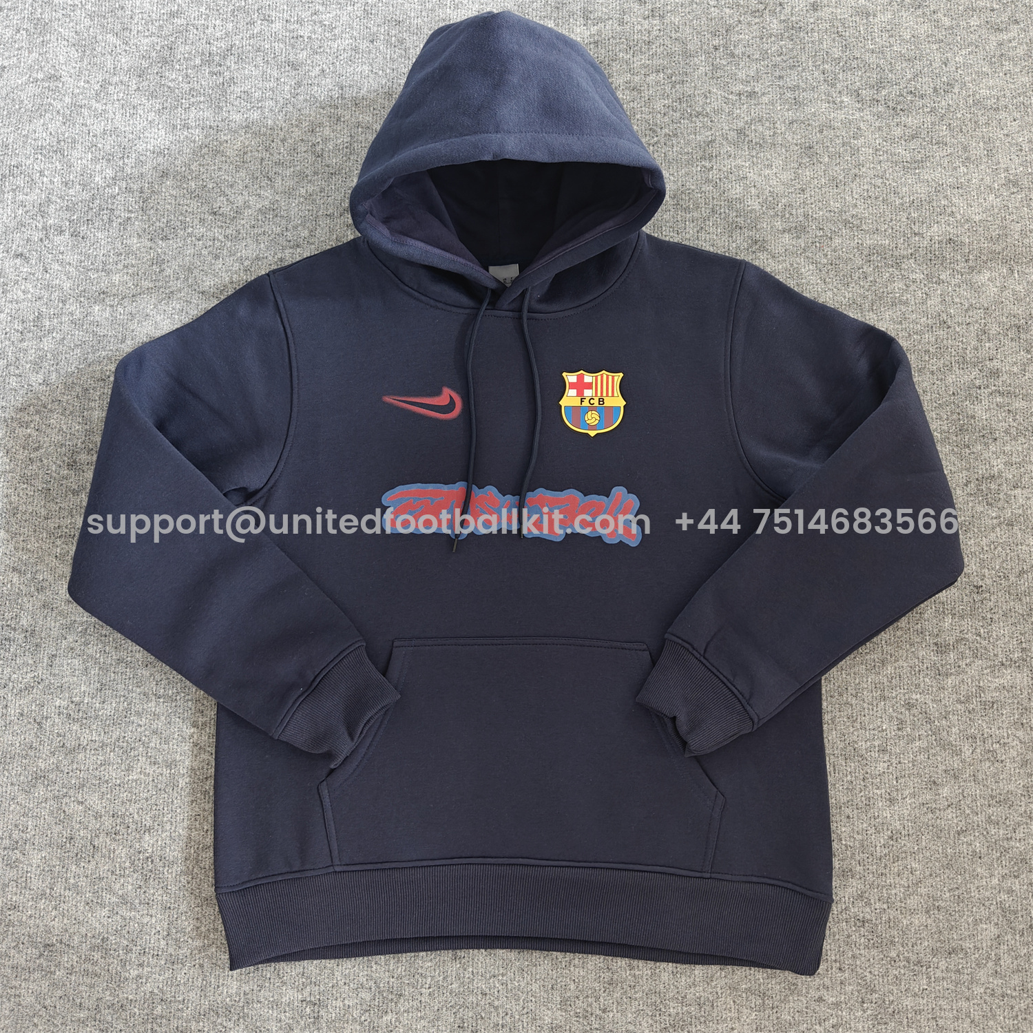 Unitedfootballkit.com | Barcelona x Travis Scott Team Logo On Both Sides Unisex Pullover Hoodie -Customize Name, Number and Patch | Worldwide Shipping