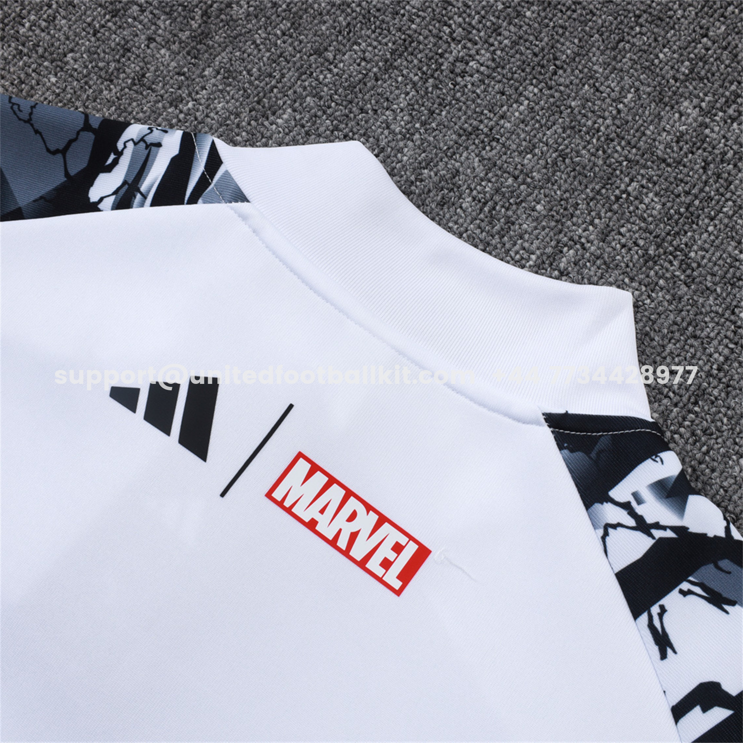 Unitedfootballkit.com | Real Madrid 25-26 Unsponsored Long Sleeve Training Set - White Top & Black Pants -Customize Name, Number and Patch | Worldwide Shipping