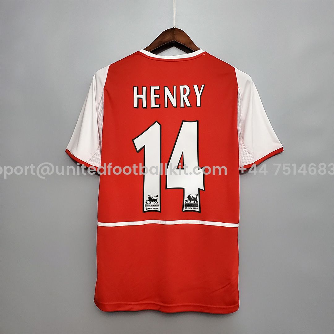 Unitedfootballkit.com | Retro Arsenal 02-04 Home Stadium Jersey -Customize Name, Number and Patch | Worldwide Shipping