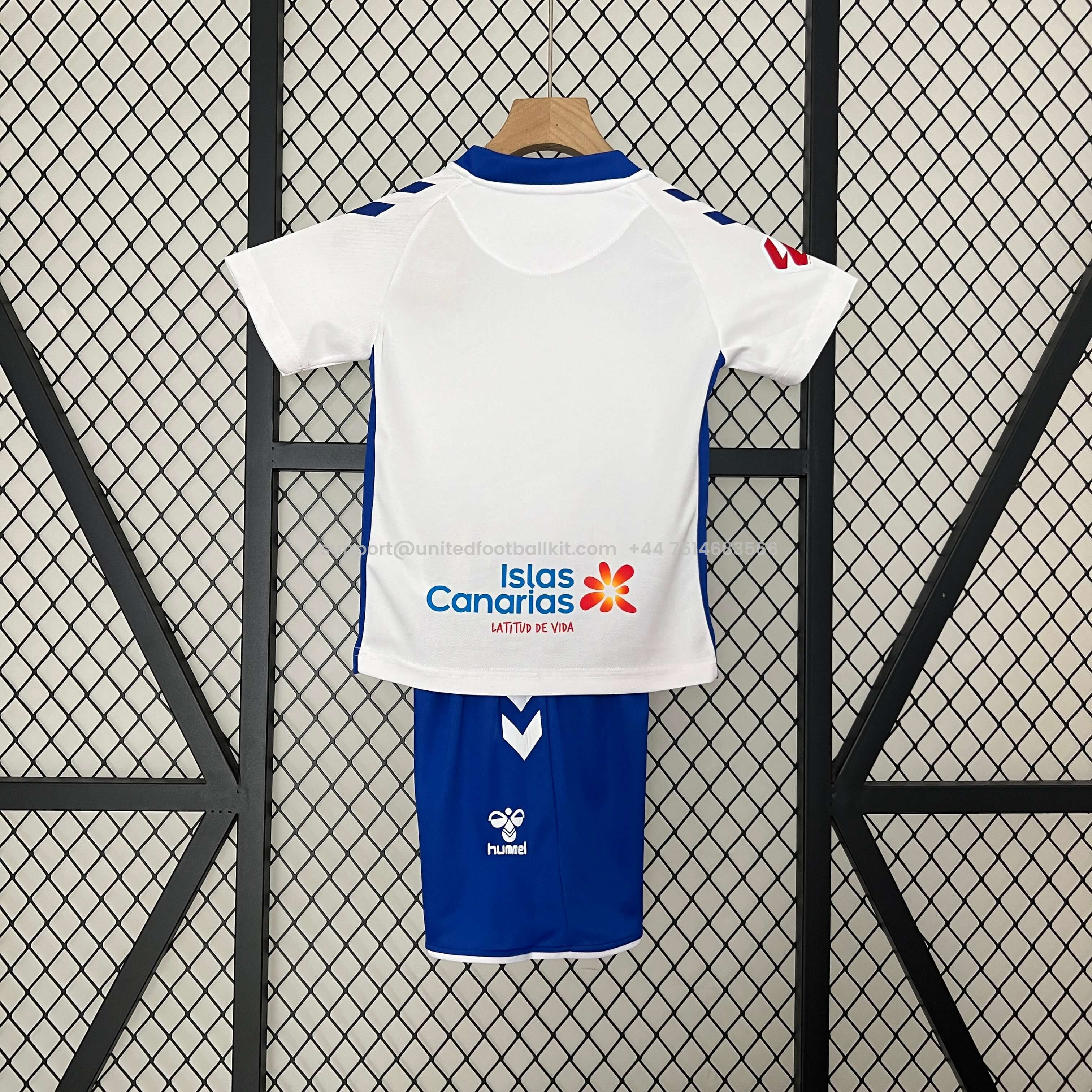 Unitedfootballkit.com | Tenerife 24-25 Home Stadium Kids Kit -Customize Name, Number and Patch | Worldwide Shipping