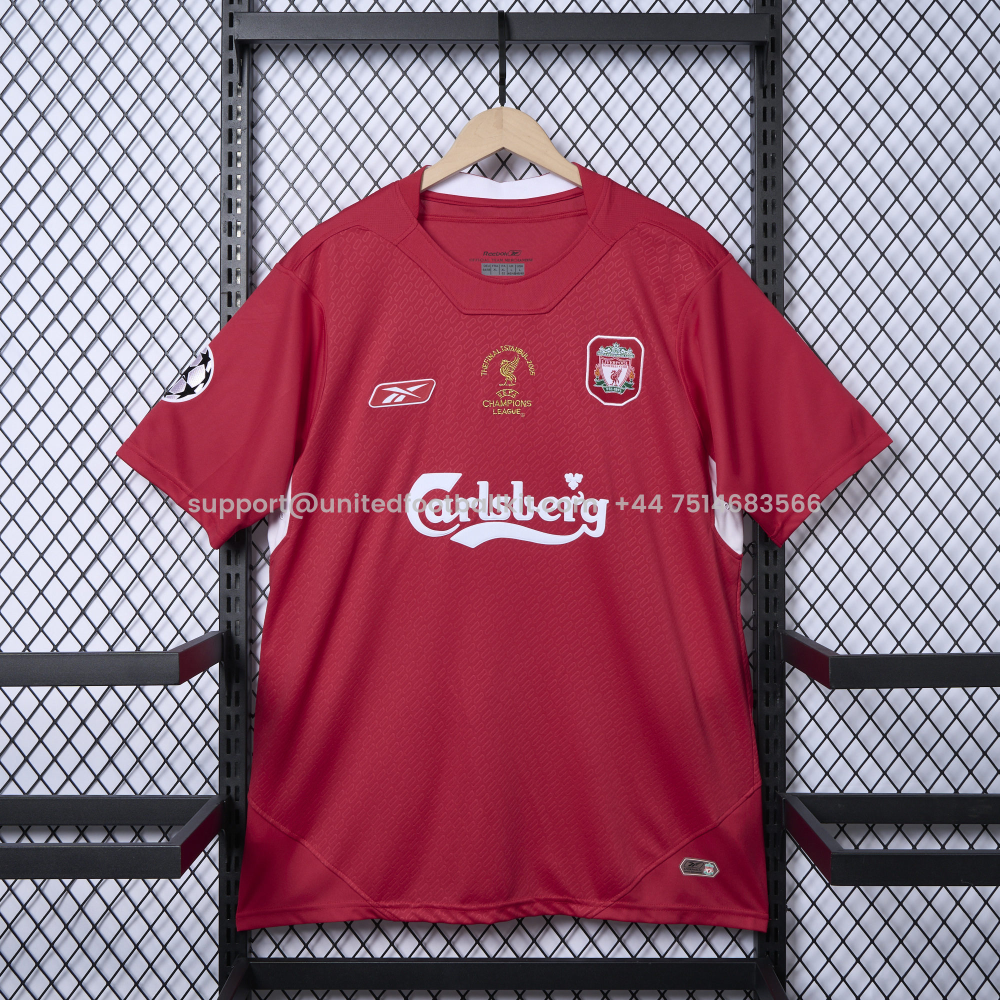 Unitedfootballkit.com | Retro Liver.pool 2005 Home Stadium Jersey - with UEFA Champions League Final Patch -Customize Name, Number and Patch | Worldwide Shipping