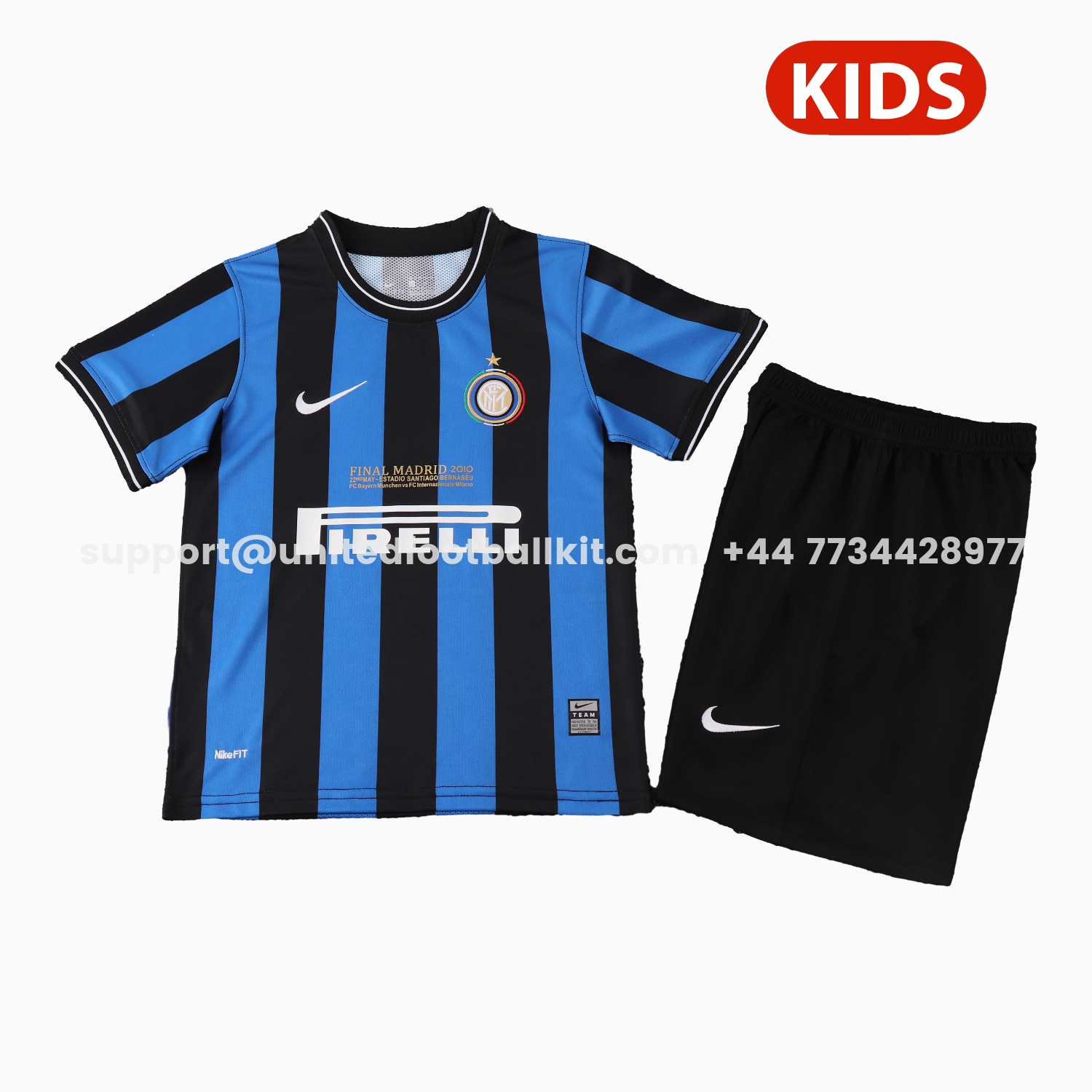 Unitedfootballkit.com | Retro Inter Milan 2010-11 Home Kids Kit -Customize Name, Number and Patch | Worldwide Shipping