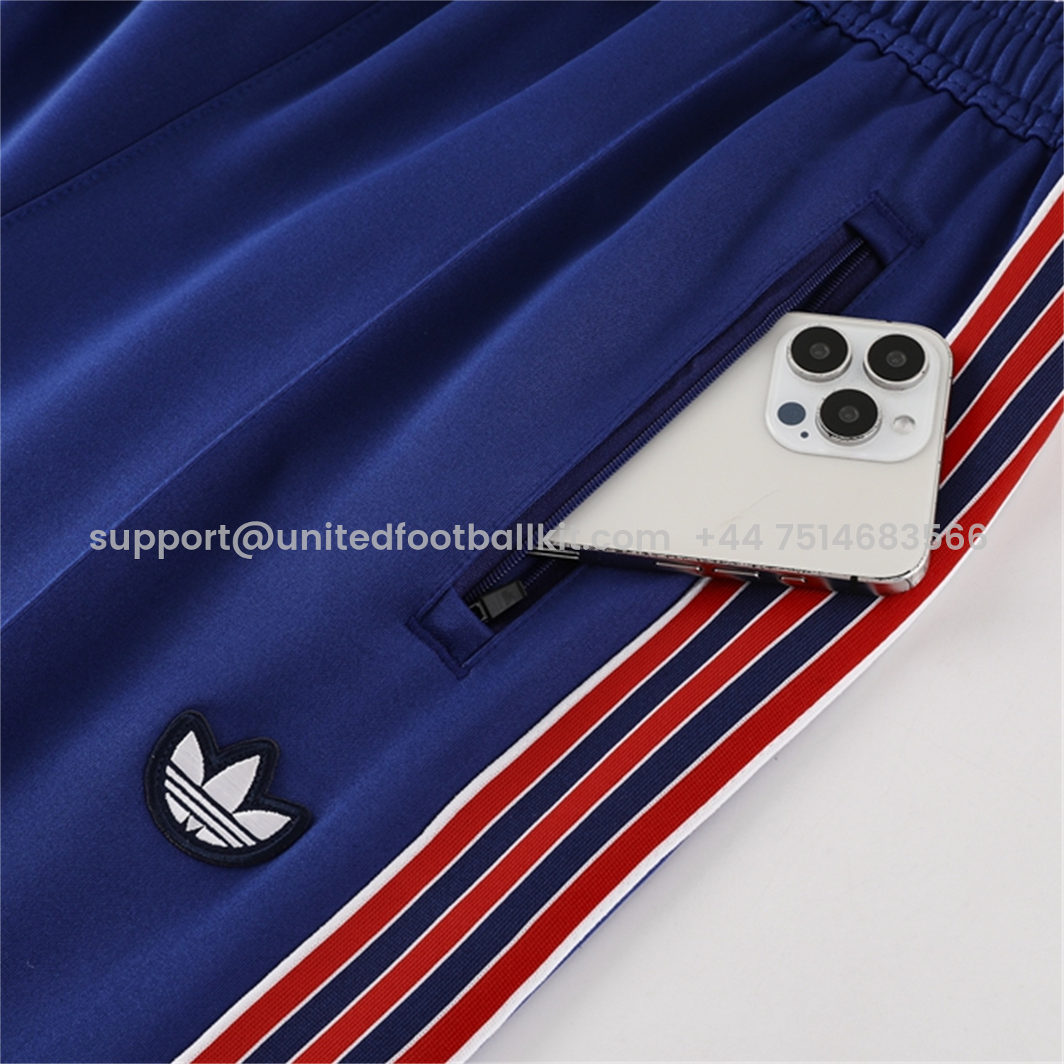 Unitedfootballkit.com | Arsenal 25-26 Throwback Trefoil Jacket Training Tracksuit - Royal Blue Jackets & Pants -Customize Name, Number and Patch | Worldwide Shipping