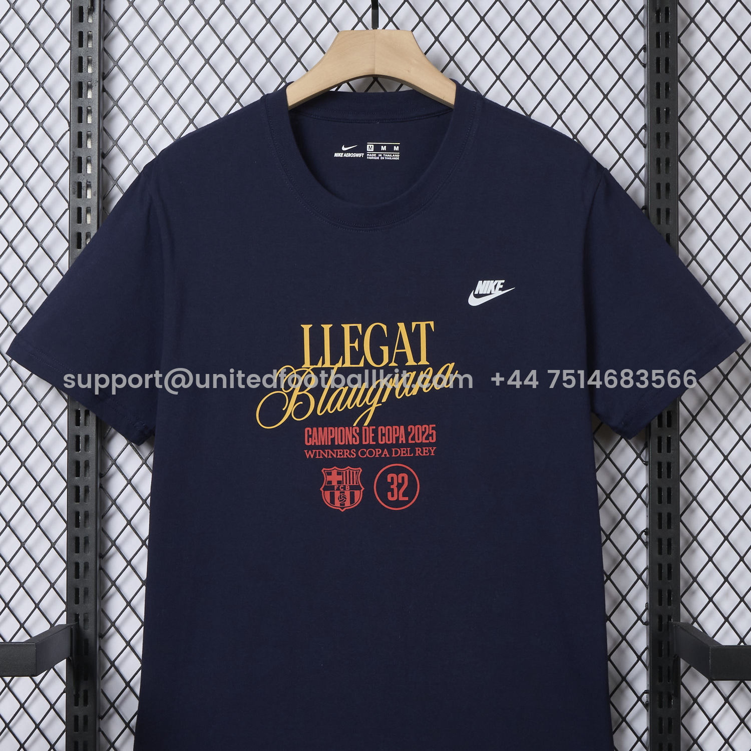 Unitedfootballkit.com | Barcelona 2025 Winners Copa Del Rey Deep Blue Commemorative T-shirt -Customize Name, Number and Patch | Worldwide Shipping