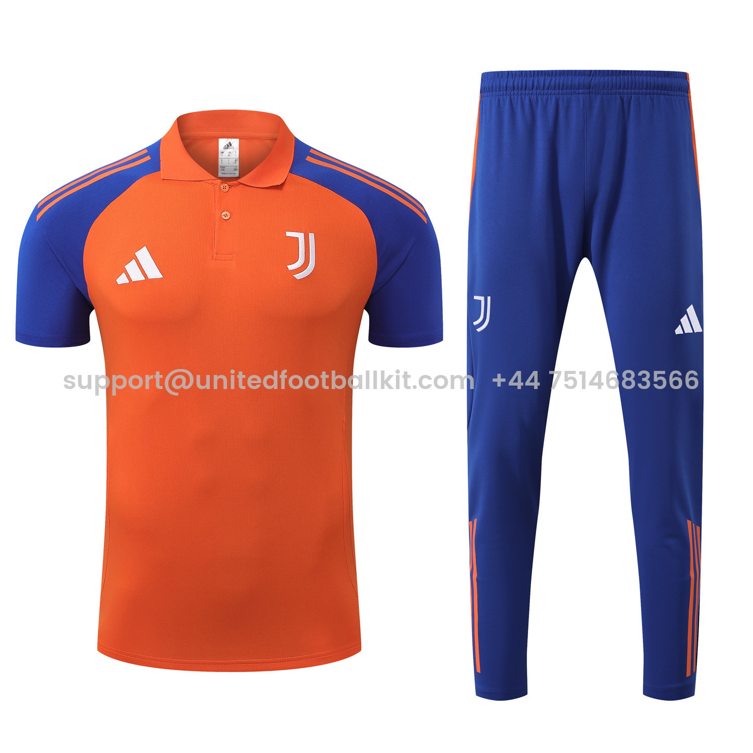 Unitedfootballkit.com | Juventus 25-26 POLO Short-Sleeve Training Set - Orange Top and Blue Pants -Customize Name, Number and Patch | Worldwide Shipping