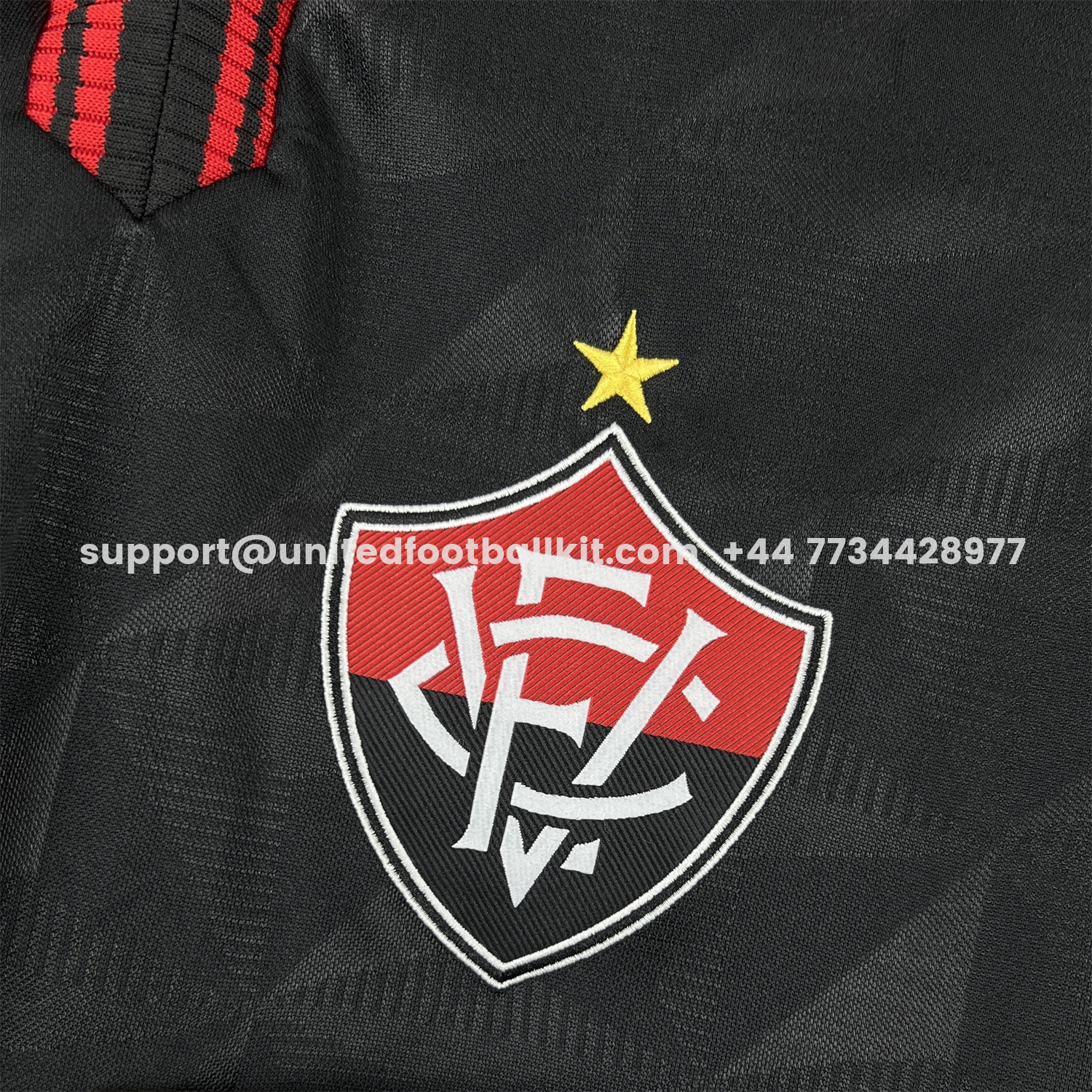 Unitedfootballkit.com | Esporte Clube Vitória 25-26 Third Unsponsored Black Polo Jersey - Fans Version -Customize Name, Number and Patch | Worldwide Shipping