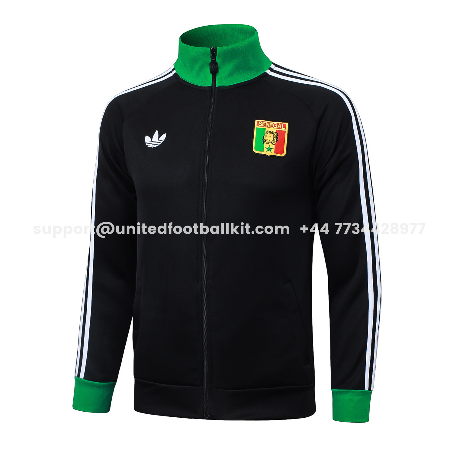Unitedfootballkit.com | Senegal 2026 Jacket Training Tracksuit - Black With Green Jackets & Pants -Customize Name, Number and Patch | Worldwide Shipping