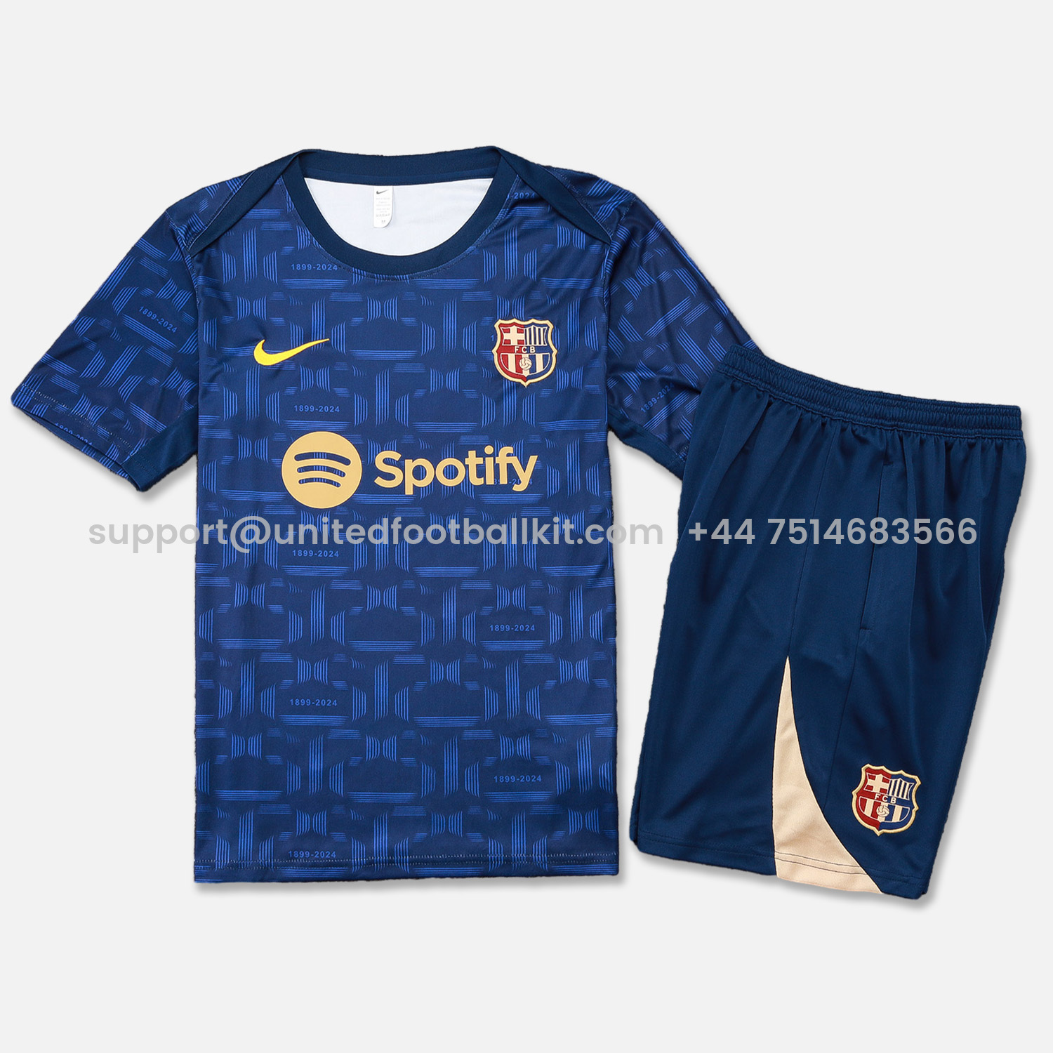 Unitedfootballkit.com | Barcelona 24-25 Short-Sleeve Training Set - Royal Blue Top & Shorts -Customize Name, Number and Patch | Worldwide Shipping