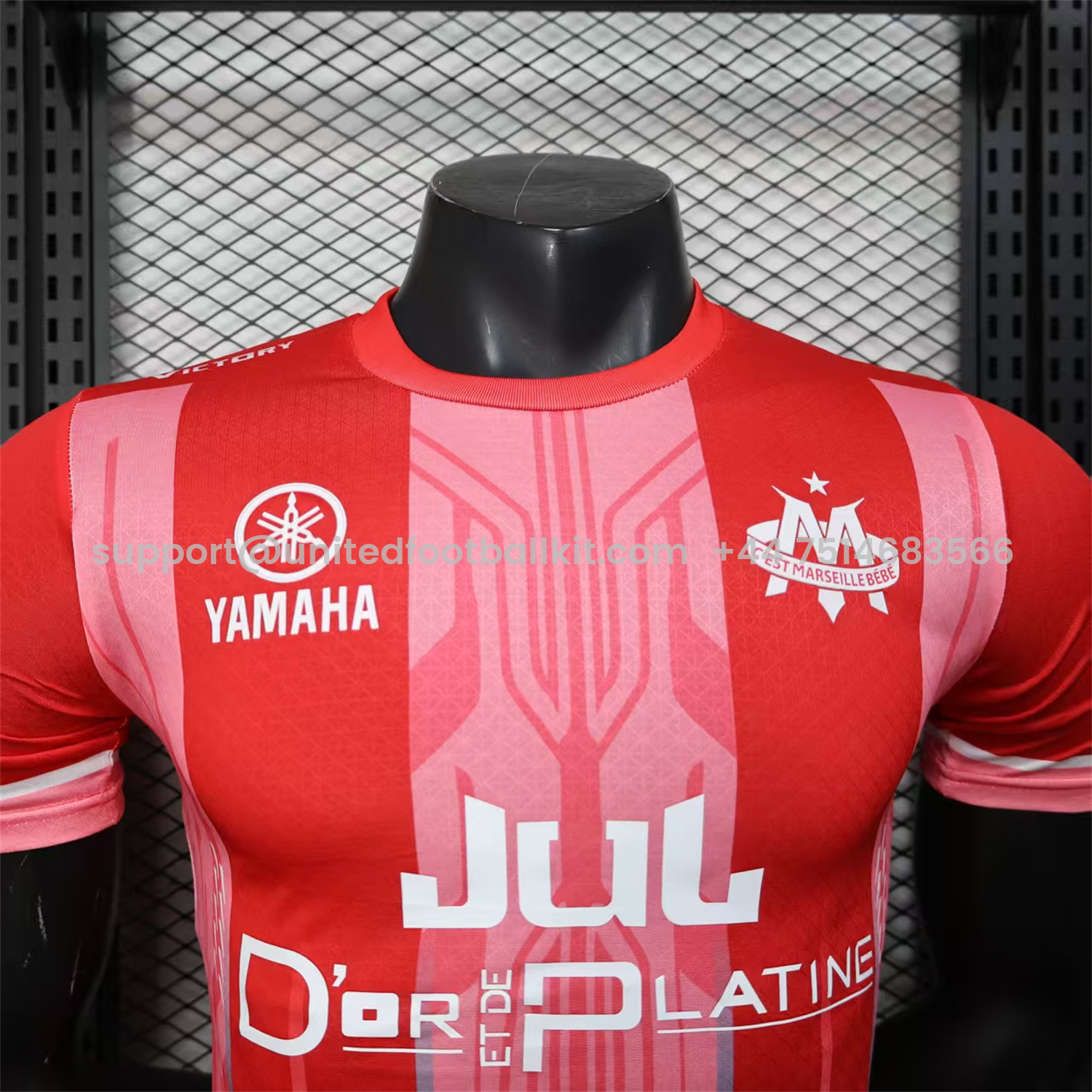 Unitedfootballkit.com | Marseille 25-26 Red And Pink Stripes Special Jersey - Player Version -Customize Name, Number and Patch | Worldwide Shipping