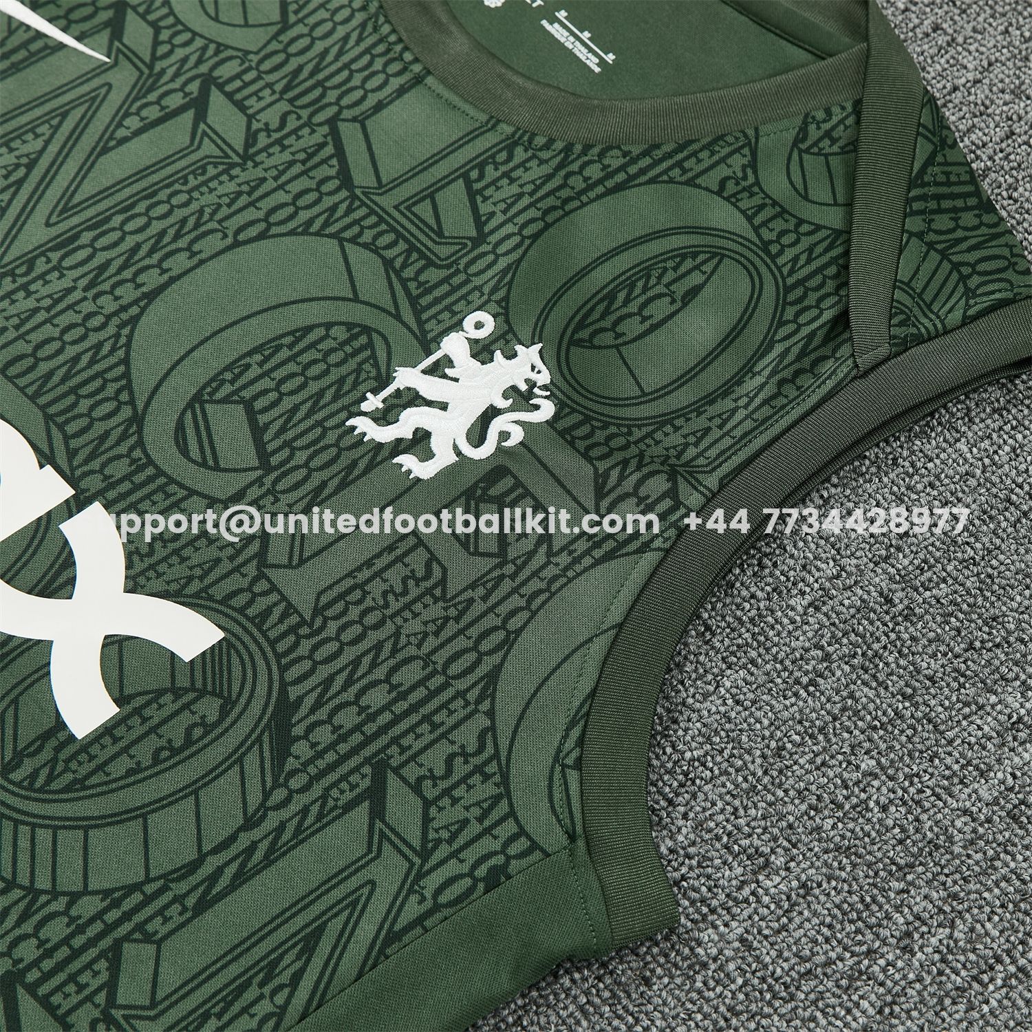 Unitedfootballkit.com | C.H.E.L.S.E.A 25-26 Vest Training Set - Dark Green Top & Dark Green Pants -Customize Name, Number and Patch | Worldwide Shipping