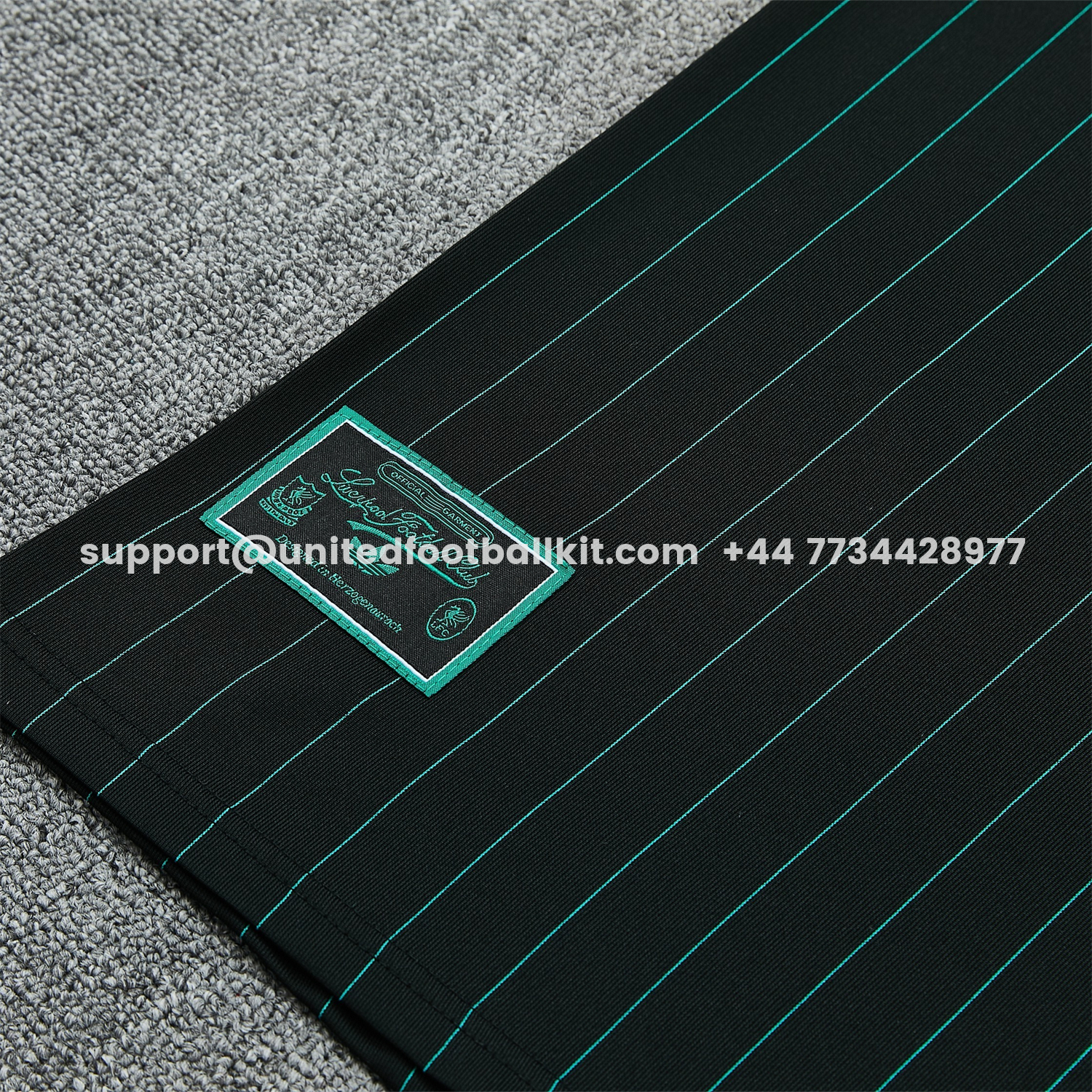 Unitedfootballkit.com | Liver.pool 25-26 Retro Style Vest Training Set - Black With Turquoise Stripes Top & Pants -Customize Name, Number and Patch | Worldwide Shipping