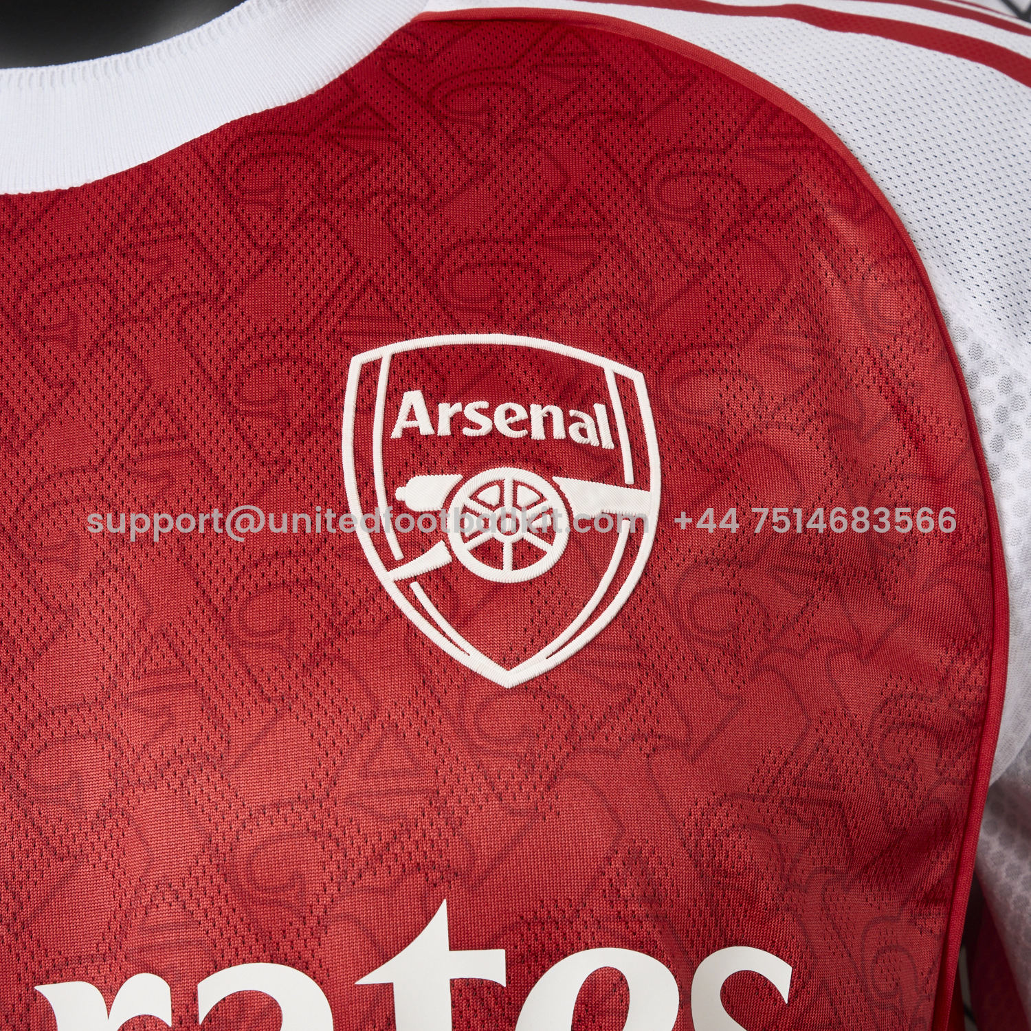 Unitedfootballkit.com | Arsenal 25-26 Home Jersey (Letter A Pattern) - Player Version -Customize Name, Number and Patch | Worldwide Shipping