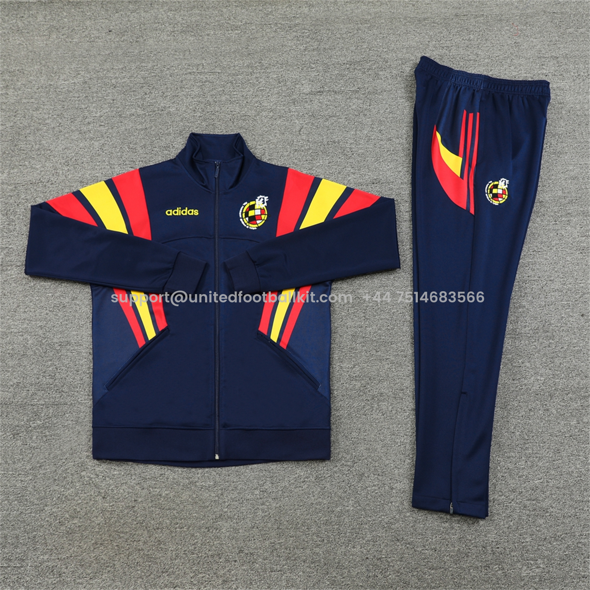 Unitedfootballkit.com | Spain 24-25 Jacket Training Tracksuit - Royal Blue -Customize Name, Number and Patch | Worldwide Shipping