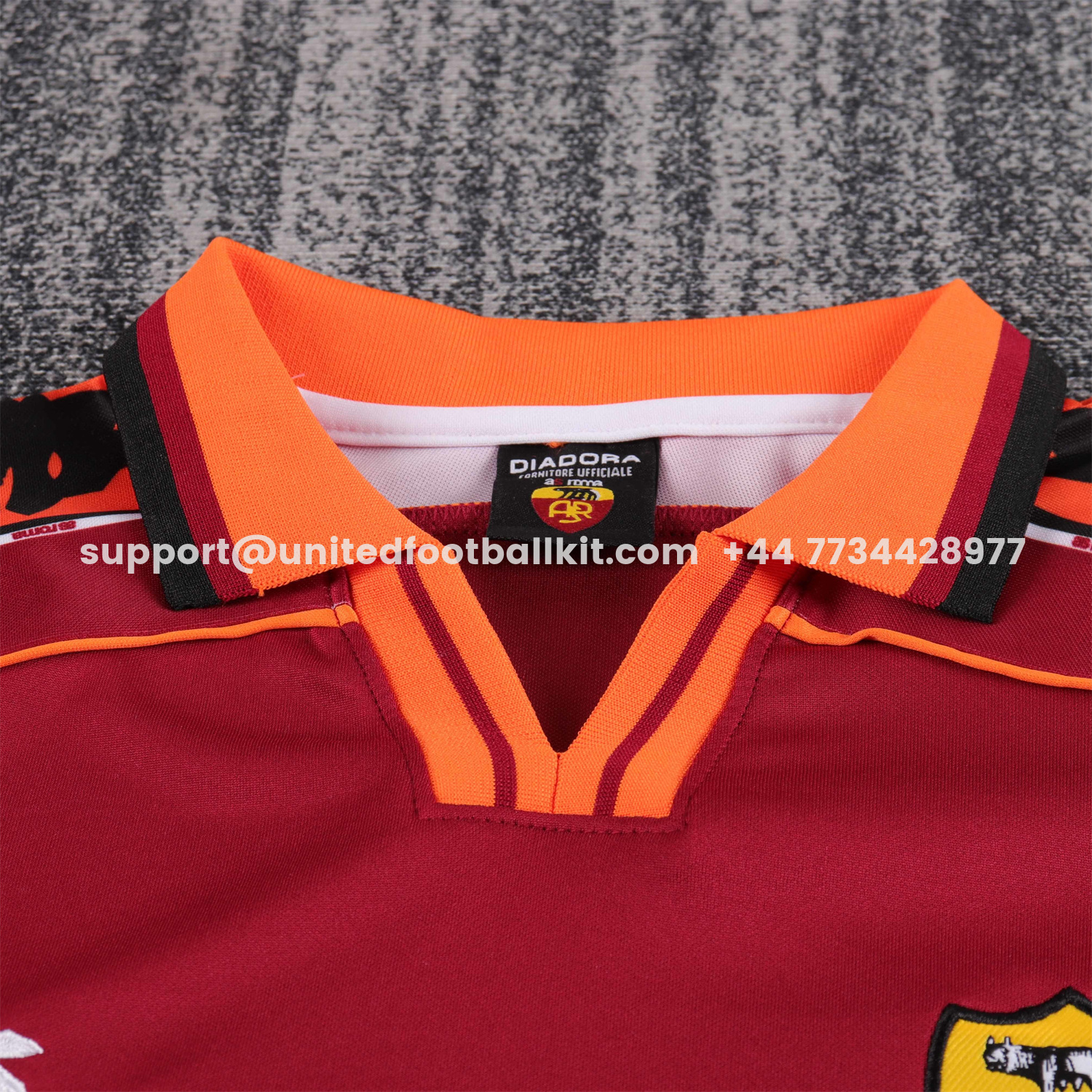 Unitedfootballkit.com | Retro Roma 1998-99 Home Kids Kit -Customize Name, Number and Patch | Worldwide Shipping