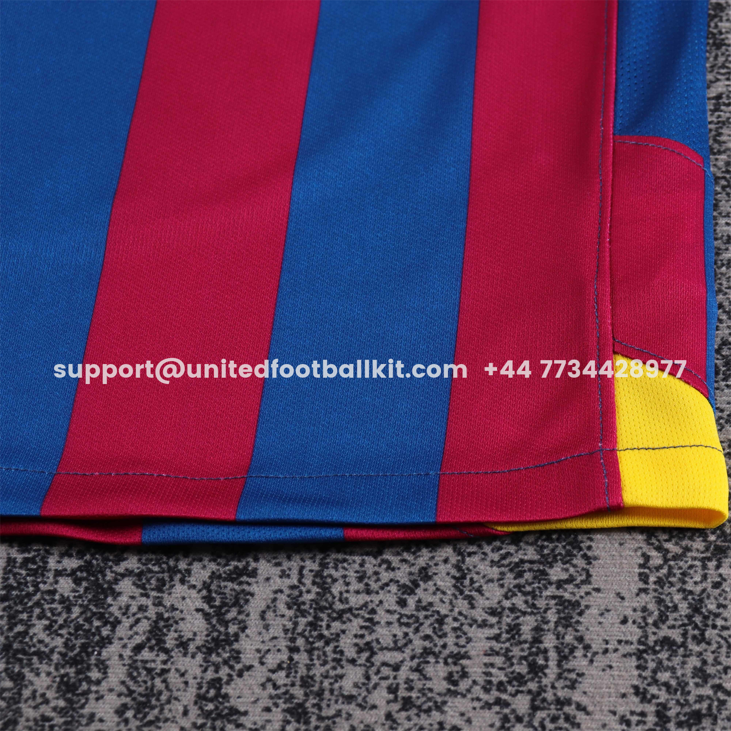 Unitedfootballkit.com | Retro Barcelona 2005-06 Home Stadium Kids Kit - Champions League Version -Customize Name, Number and Patch | Worldwide Shipping