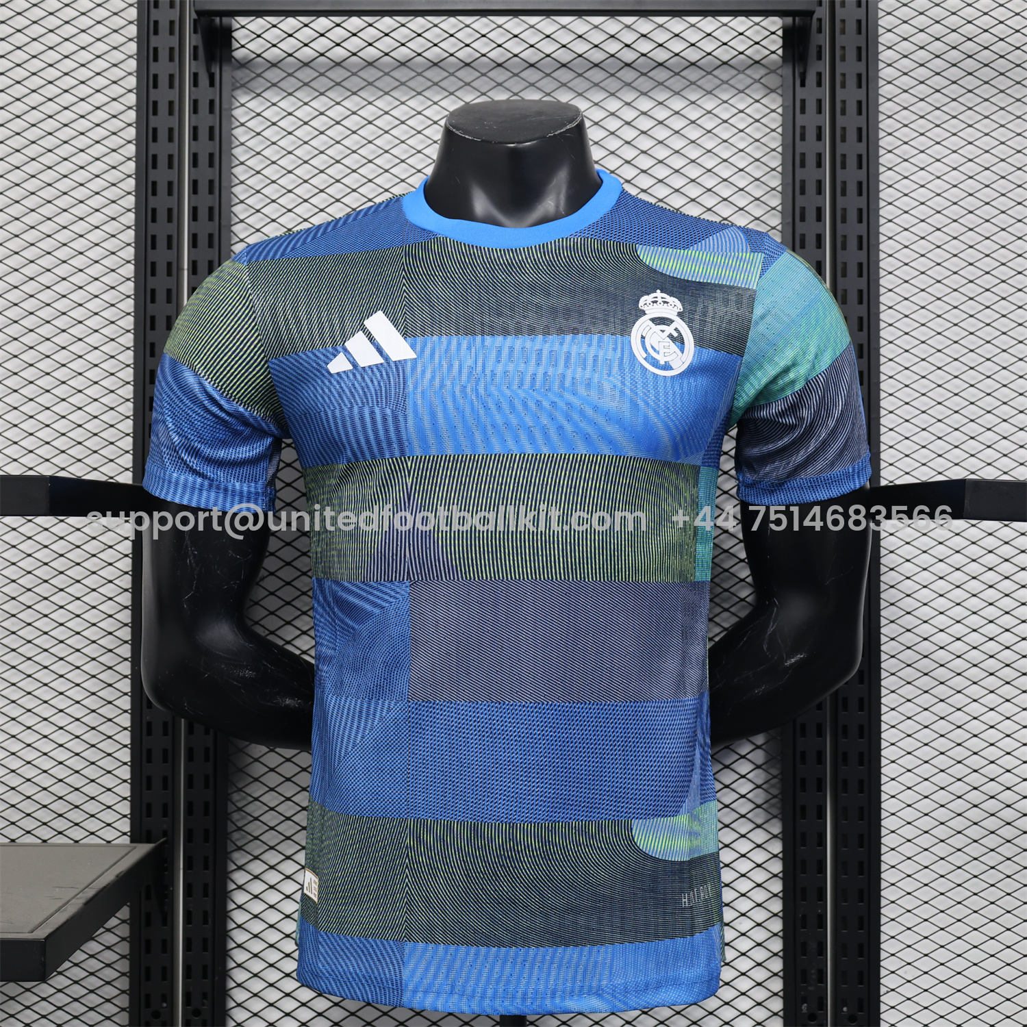 Unitedfootballkit.com | Real Madrid 25-26 Blue Pre-Match Traning Jersey - Player Version -Customize Name, Number and Patch | Worldwide Shipping