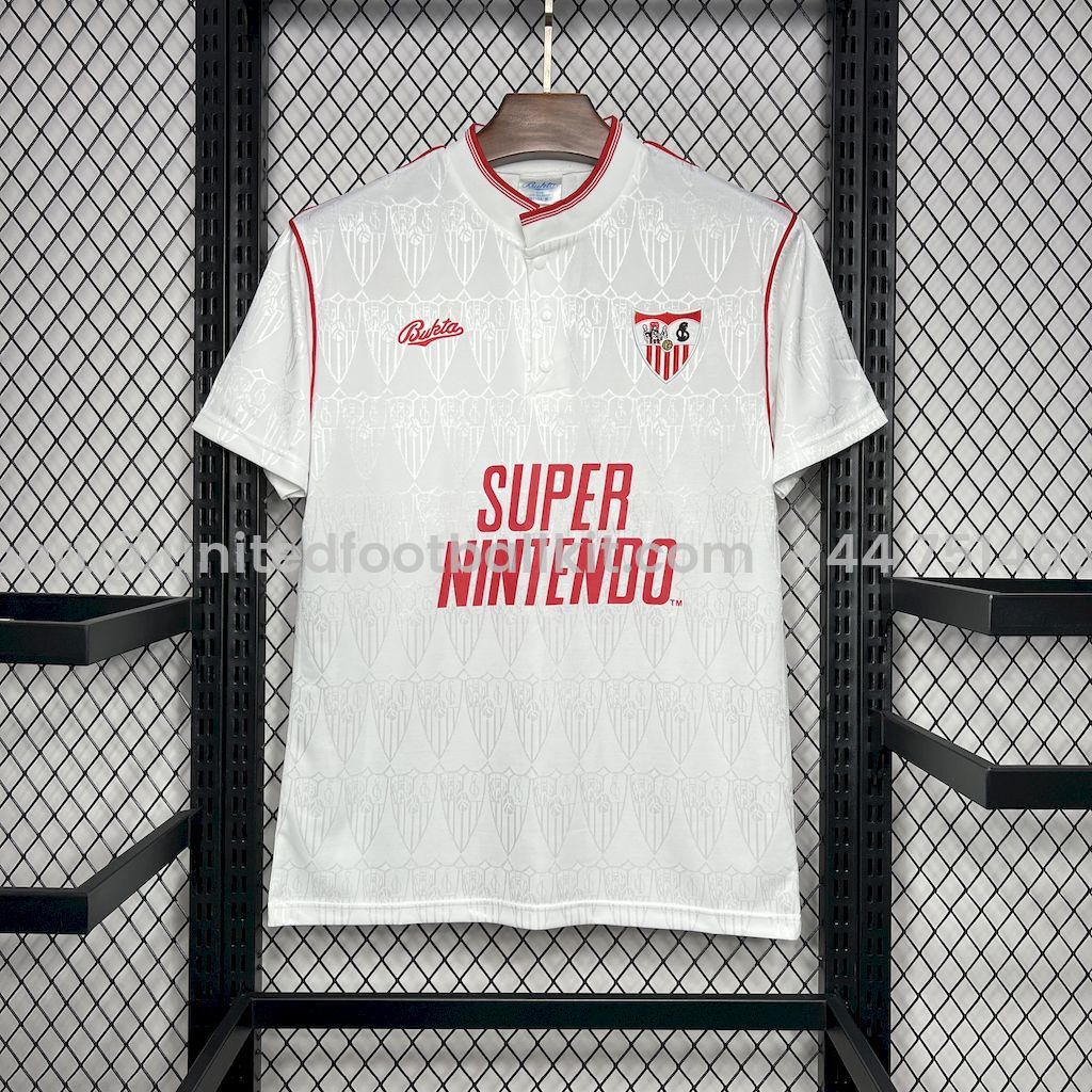 Unitedfootballkit.com | Retro Sevilla 1991-92 Home Jersey -Customize Name, Number and Patch | Worldwide Shipping