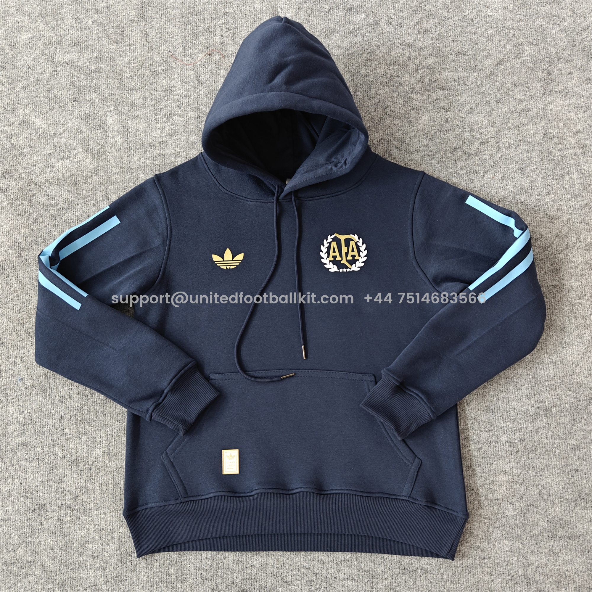 Unitedfootballkit.com | Argentina 24-25 Adi 50 Years Anniversary Hoodie - Deep Blue -Customize Name, Number and Patch | Worldwide Shipping