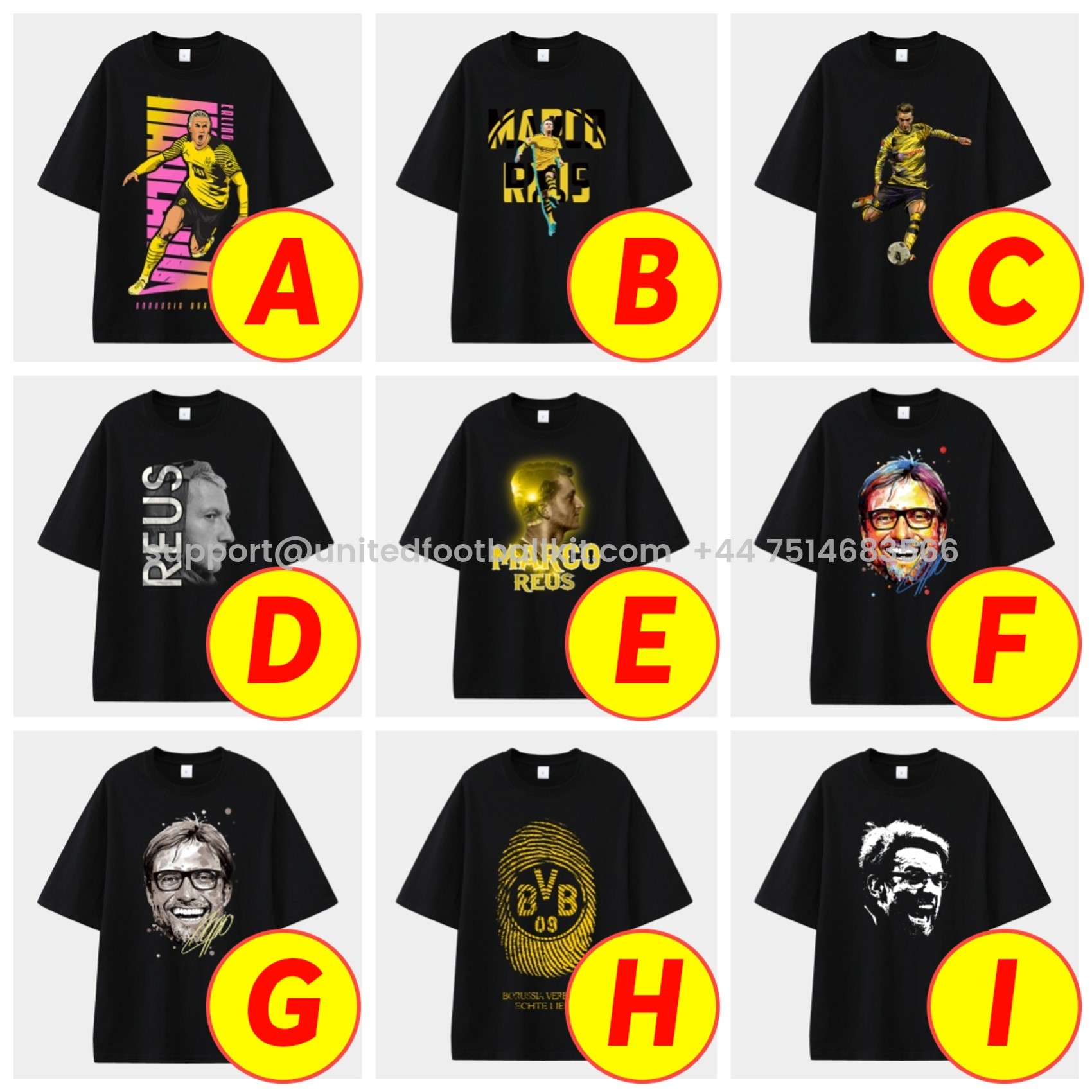 Unitedfootballkit.com | Dortmund Unisex Pure Cotton T-shirt -Customize Name, Number and Patch | Worldwide Shipping