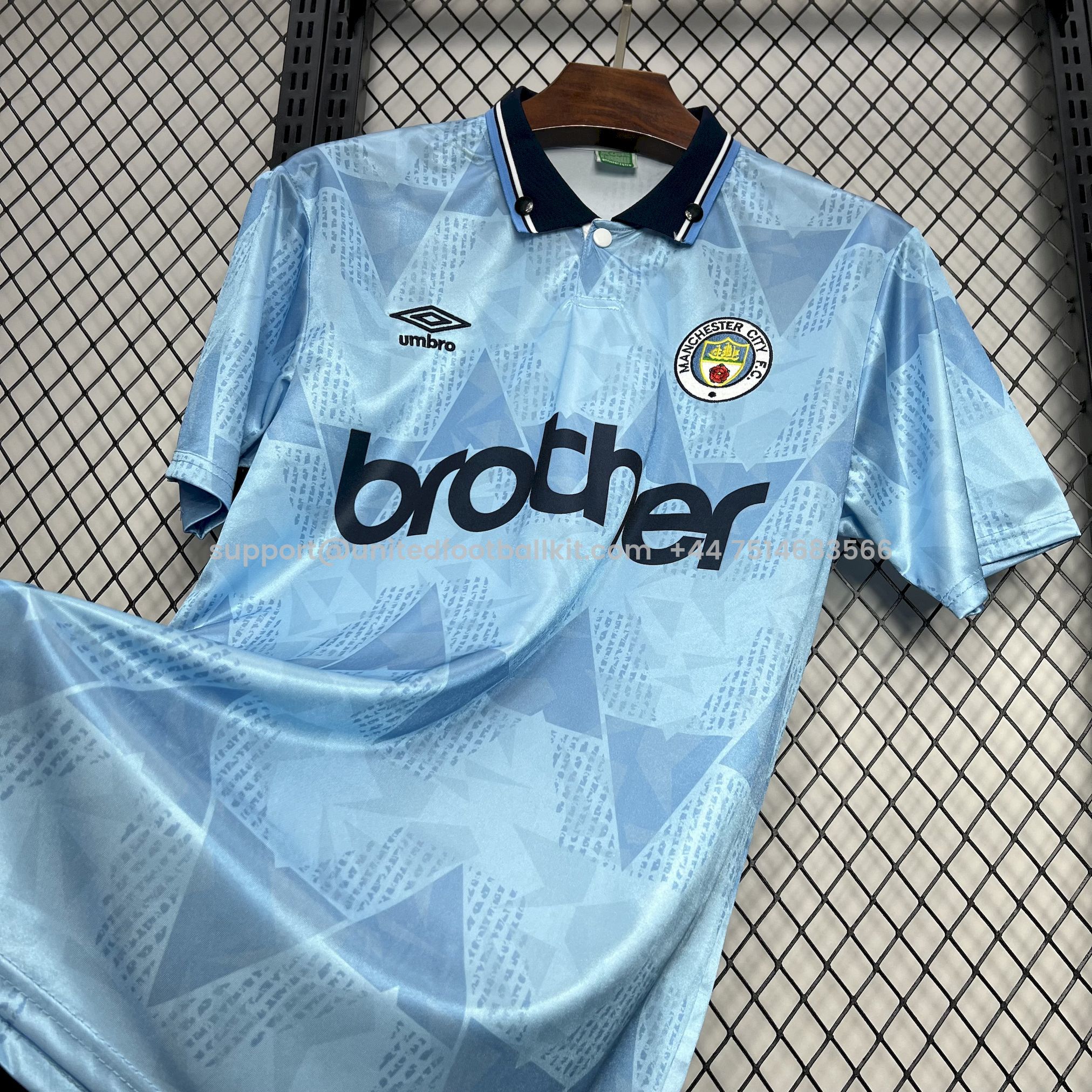 Unitedfootballkit.com | Retro Manchester City 1989-91 Home Jersey -Customize Name, Number and Patch | Worldwide Shipping