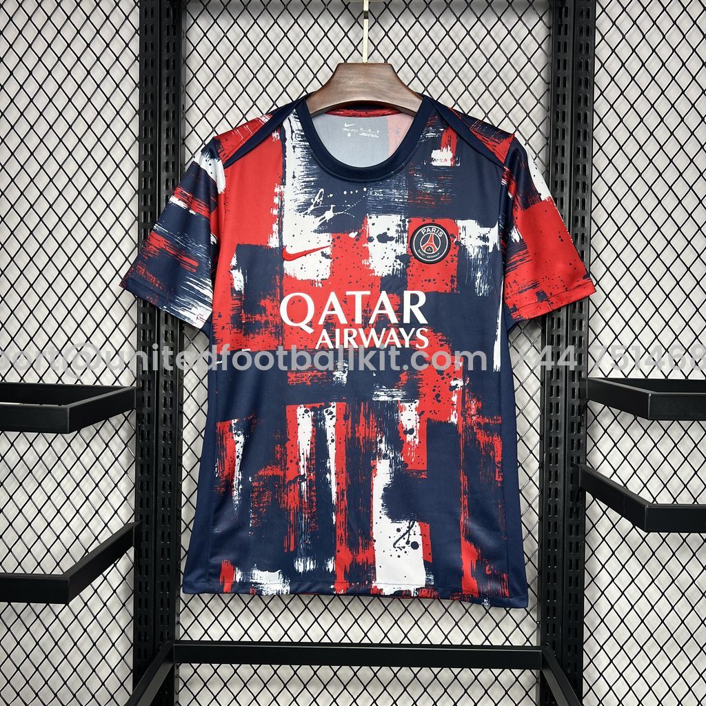 Unitedfootballkit.com | Paris Saint-Germain PSG 24-25 Pre-match Jersey - Fans Version -Customize Name, Number and Patch | Worldwide Shipping