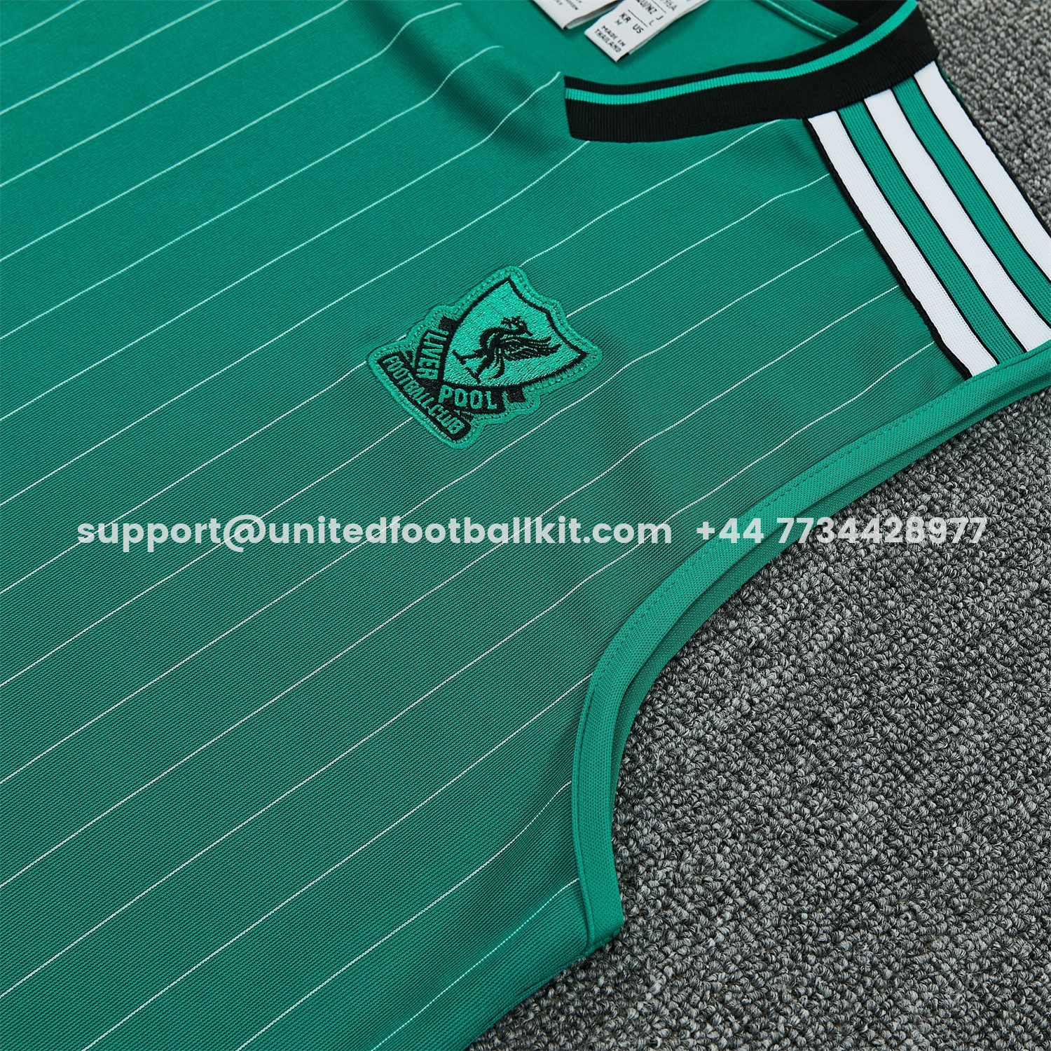 Unitedfootballkit.com | Liver.pool 25-26 Retro Style Vest Training Set - Green With White Stripes Top & Pants -Customize Name, Number and Patch | Worldwide Shipping