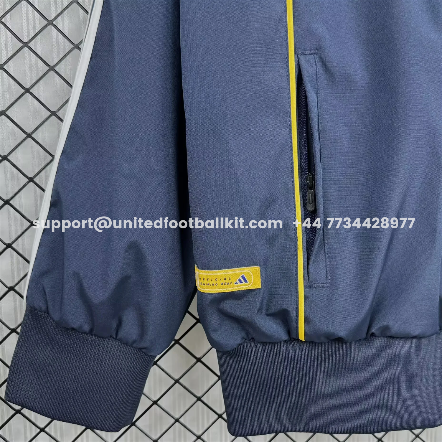 Unitedfootballkit.com | Retro Real Madrid 1998-99 Third Windbreaker Jacket - Blue -Customize Name, Number and Patch | Worldwide Shipping