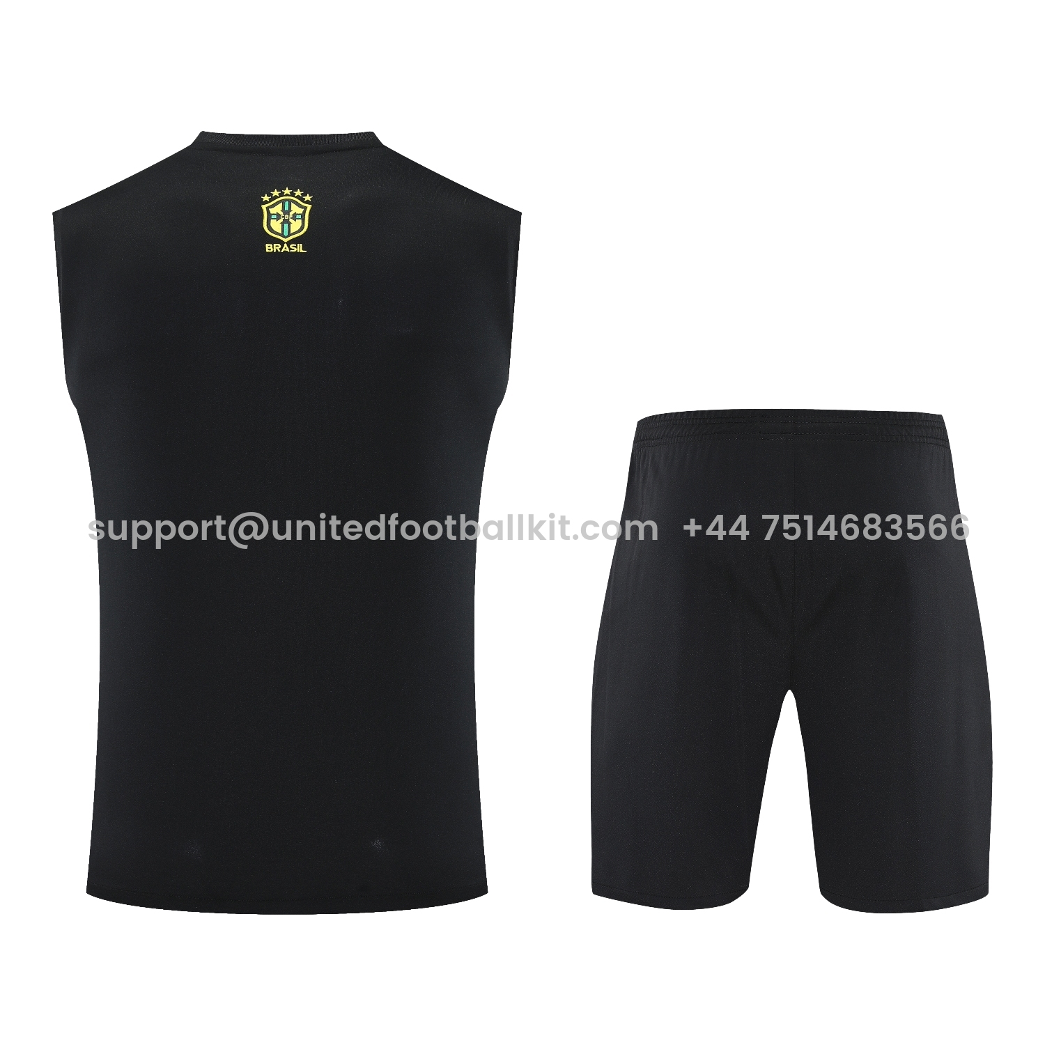 Unitedfootballkit.com | Brazil 25-26 Yellow Jesus Statue Vest Training Set - Yellow Vest & Black Shorts -Customize Name, Number and Patch | Worldwide Shipping